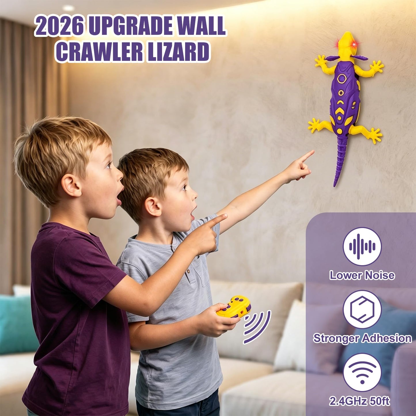 Fistone RC Wall Crawler Gecko, Glow in The Dark Lizard, Rechargeable Remote Control Robot Fun Kids Toys