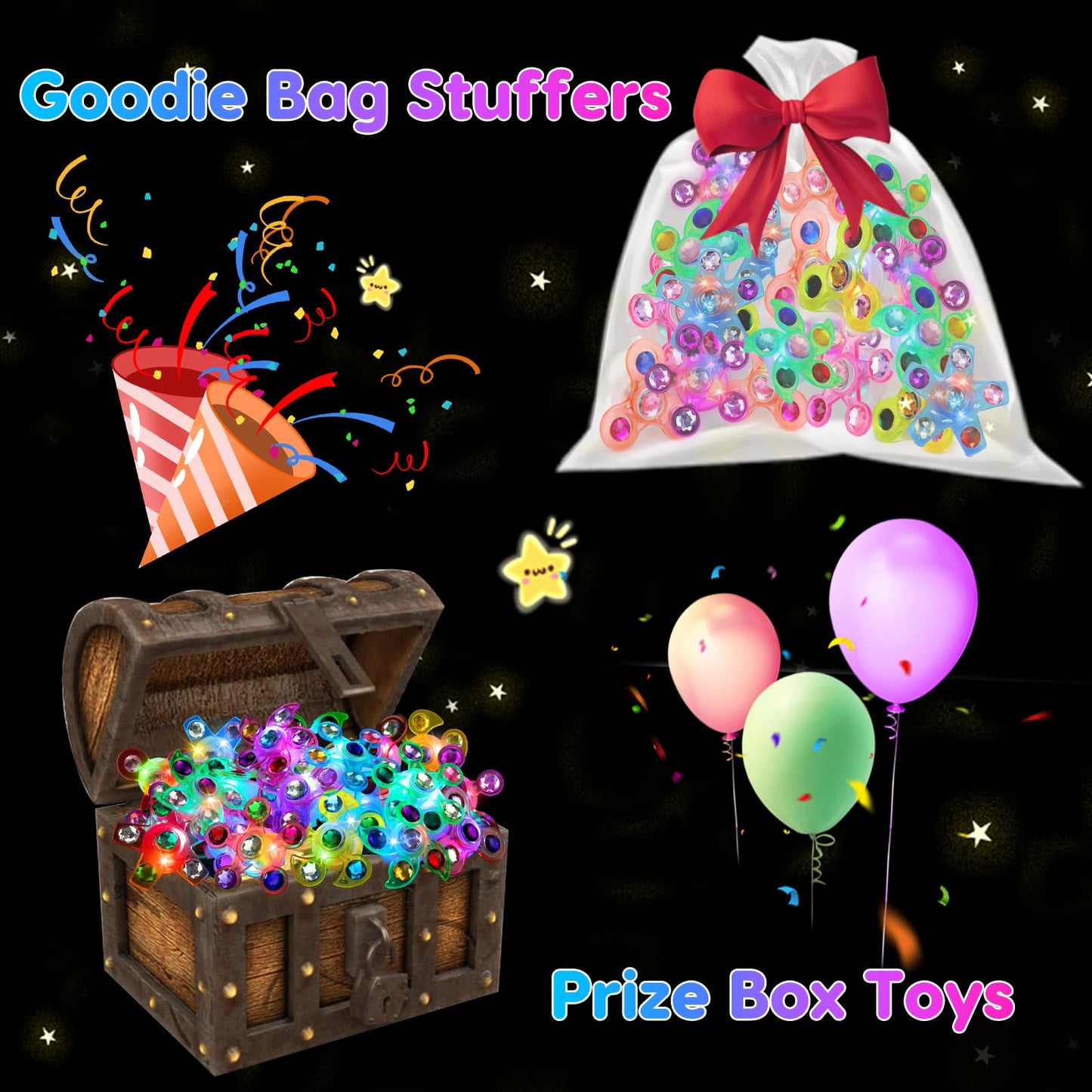 24PCS LED Light Up Fidget Spinner Rings Glow Party Favors Bulk for Kids 4-8 8-12 Summer Goodie Treat Bags Stuffers Pinata Fillers Carnival Prizes Classroom Treasure Box Toys Birthday Return Gifts