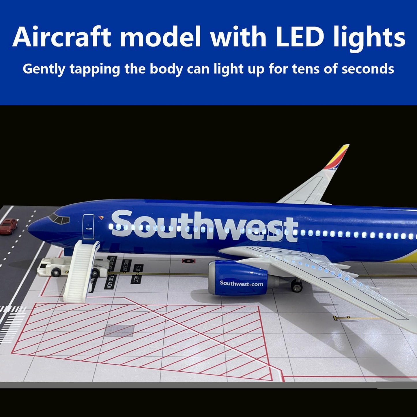 Mahfisj 1/80 Scale B737 Model 18 Inches 737 Model Airplane Kit with LED Lights, Ideal Collection for Adults