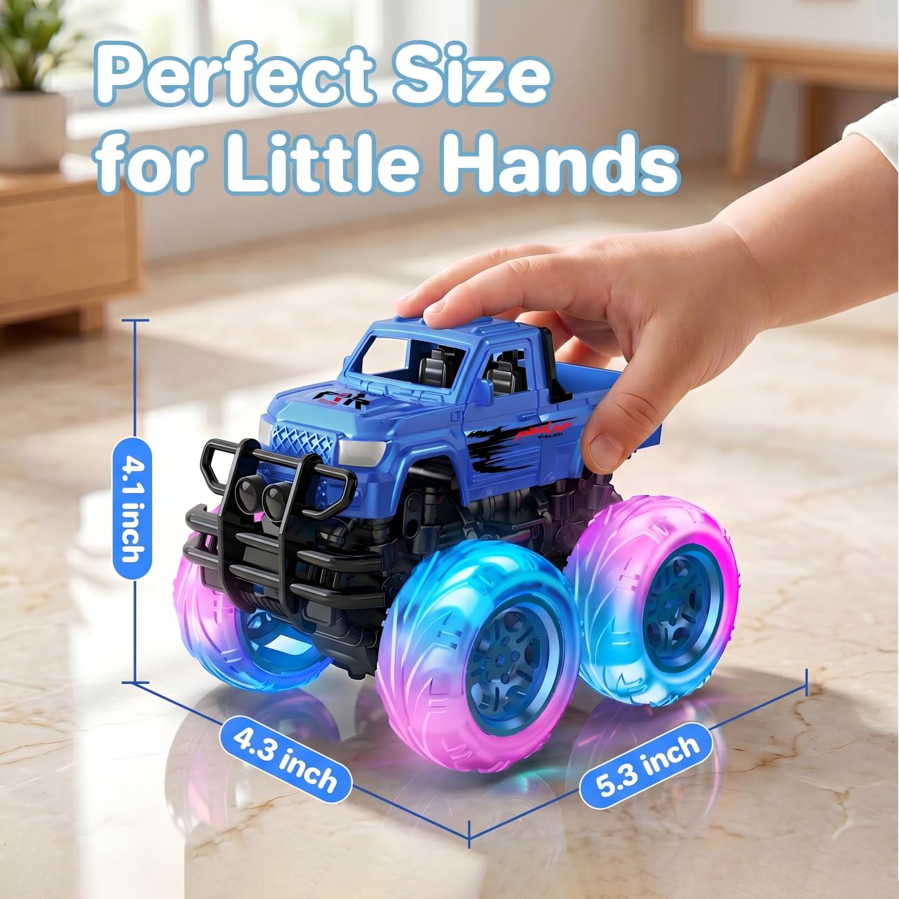 SEPHIX Monster Truck Toys for Toddler Boys Gift:2 Pack Trucks for Boys Age 2-4, Light-Up Wheels Monster Trucks for Kids Ages 4-8,Pull Back Cars for 3+ Year Old Girls,Birthday Gifts for 3 Year Old Boy