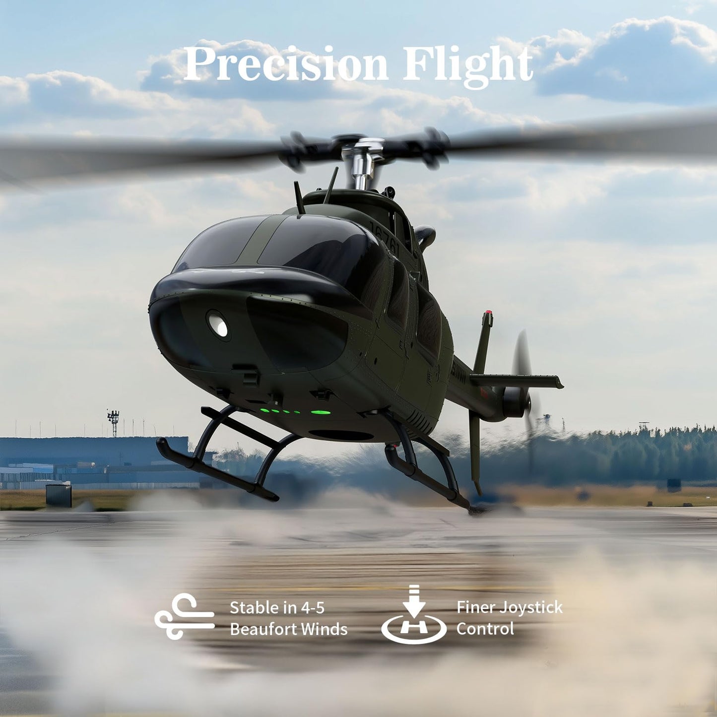Carmanon Ultra-high Simulated RC Helicopter - 27:1 Scale Model Collectable Remote Control Helicopter with Auto-Hover for Adults, Beginners, Bell OH-58