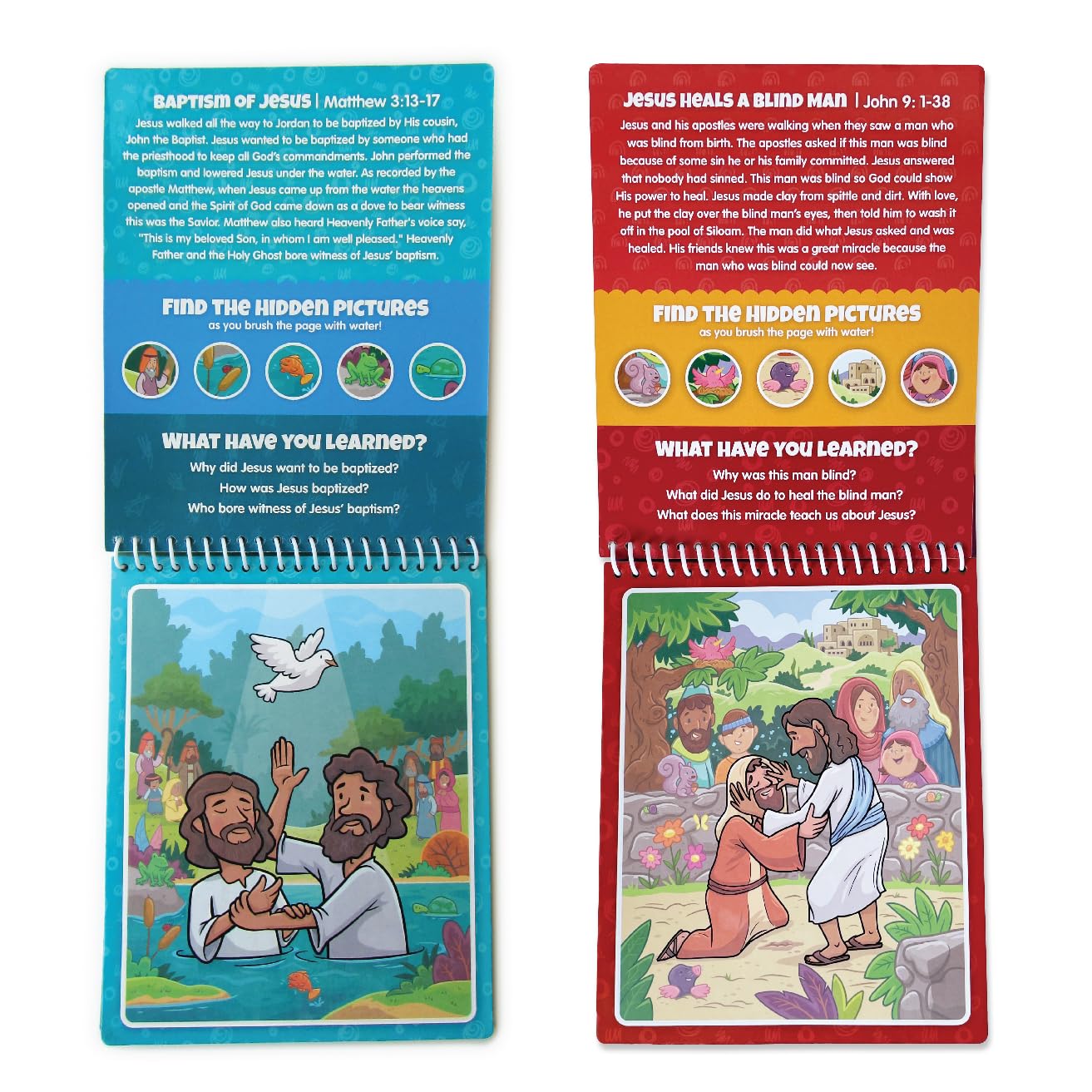 KangaToys Aqua Brush 2 Pack of The New Testament Color with Water Activity Book, Bible School, Preschool, Elementary, Primary, Christian, Religion, for Kids Ages 3+