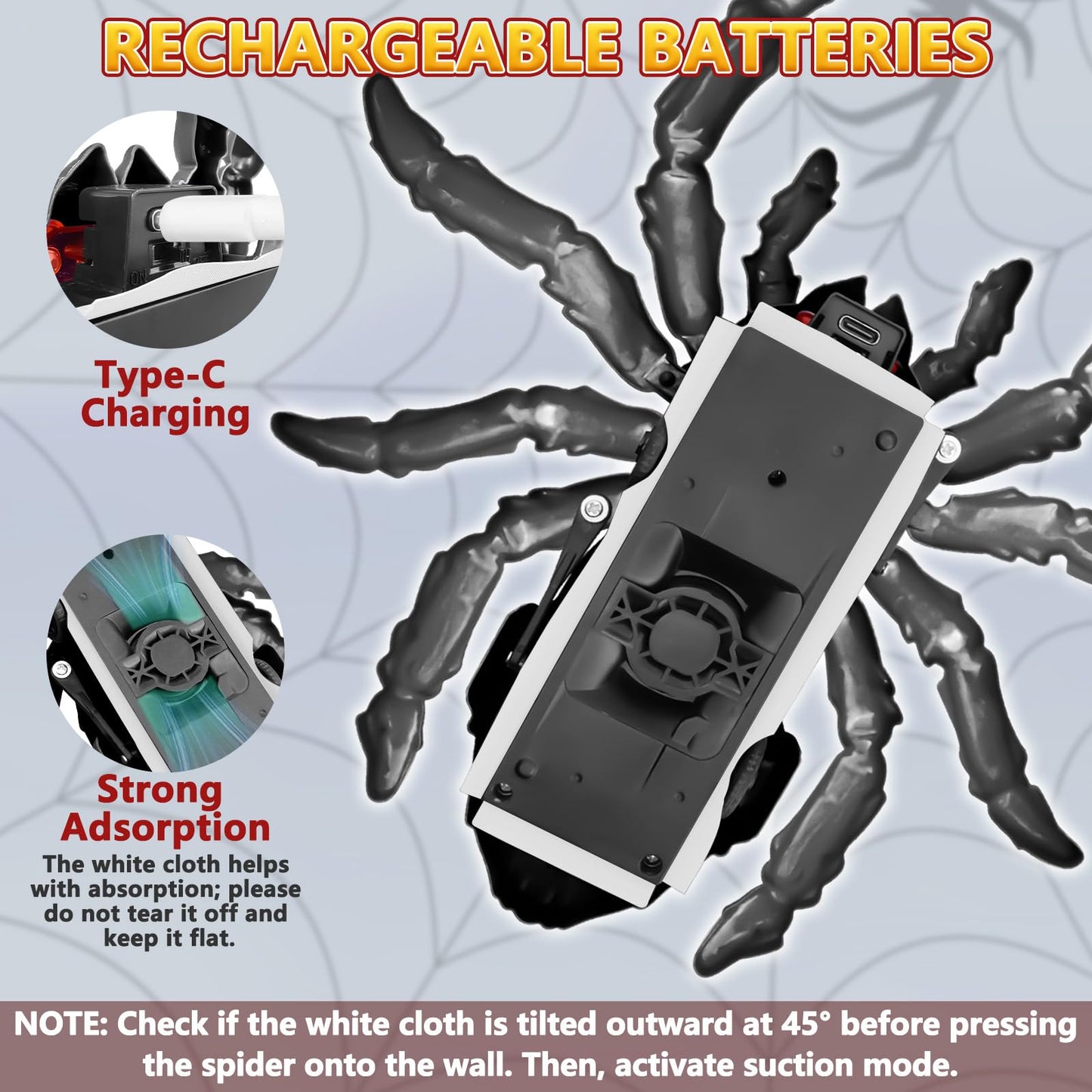 Infowush Wall Climbing Spider, Rechargeable Remote Control Spider Kids Toys, Floor/Wall Crawling Robot Spider Toy, Wall Crawler Spider Prank Toys Birthday Gifts for Boys Girls Ages 3-5 5-7 8-13, Black