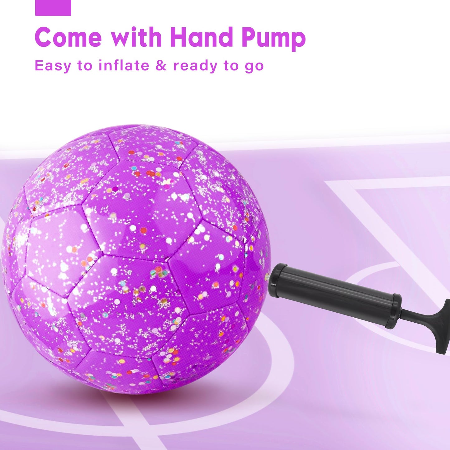 AceVernine Soccer Balls Size 3, Sparkle Soccer Ball for Girls Kids 3-8 4-6 6-8 Glitter Outdoors Sports Recreation Playing Ball for Birthday Easter Soccer Gifts (Glitter Purple, Size 3)