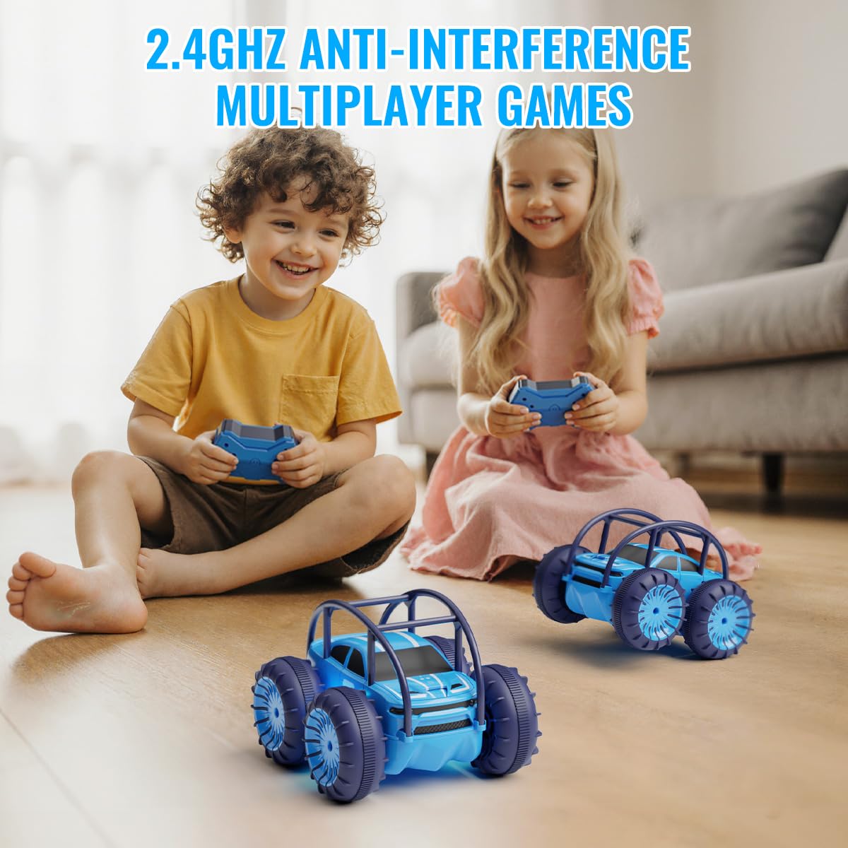 ifollower Amphibious Remote Control Car, Rechargeable RC Cars & Remote 360° Rotating Flips 2.4Ghz 4WD All Terrain Stunt Car Toy Christmas Birthday Gift for Kids Boys 3-12 Years