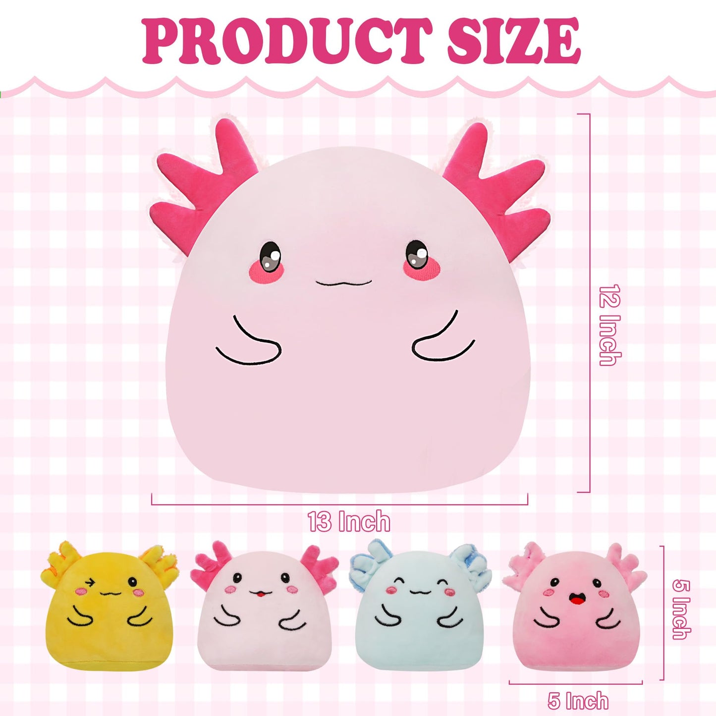 Axolotl Plush with 4 Babies Inside - 13 Inch Mommy Axolotl Plush Interactive 4 Colorful Baby in Tummy 5-Piece Cute Big Axolotls Adopt Toy Plushies for Girls Boys 0-8 Kids Birthday Baby ShowerGift