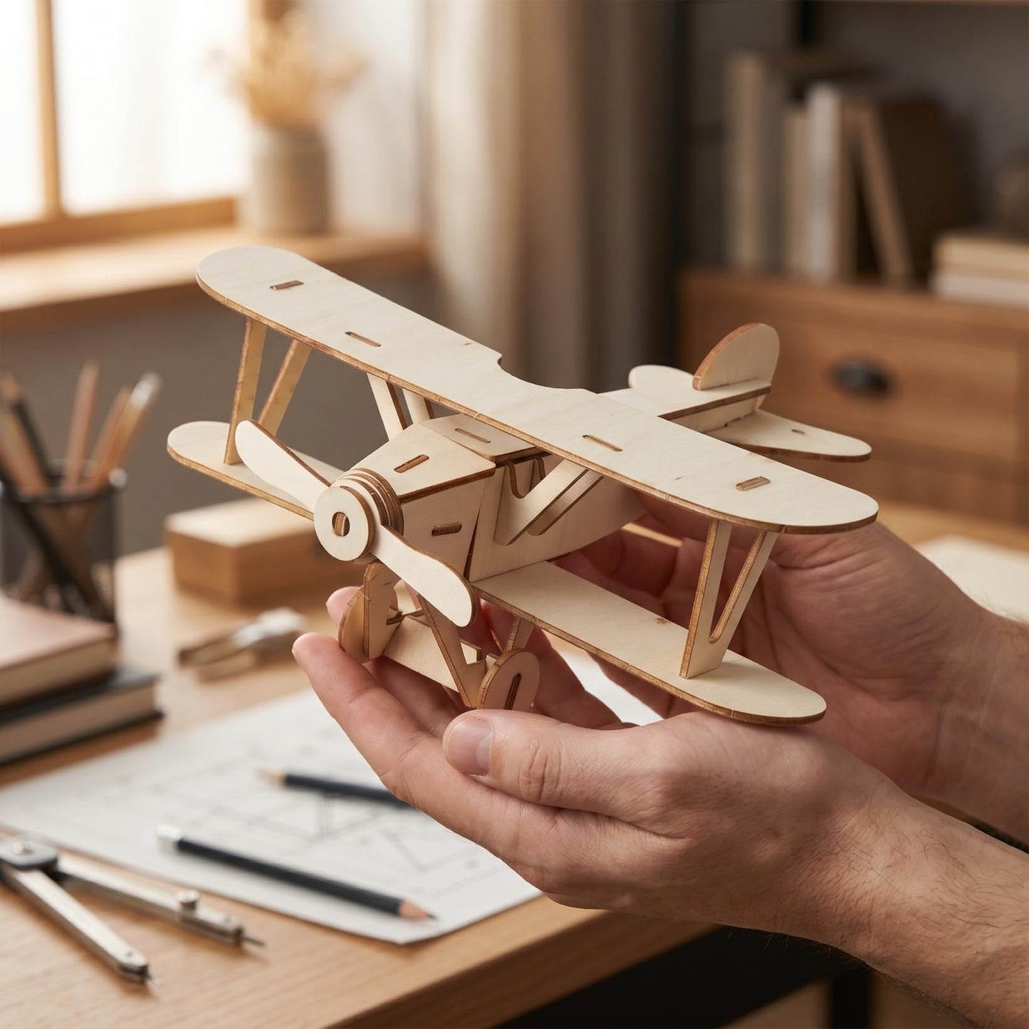 TOYANDONA 3 Pack Wooden DIY Crafts Plane, Mini Assemble Painting Airplane Model Toys Wood 3D Puzzles Construction Kits for Kids School Craft Decor Projects