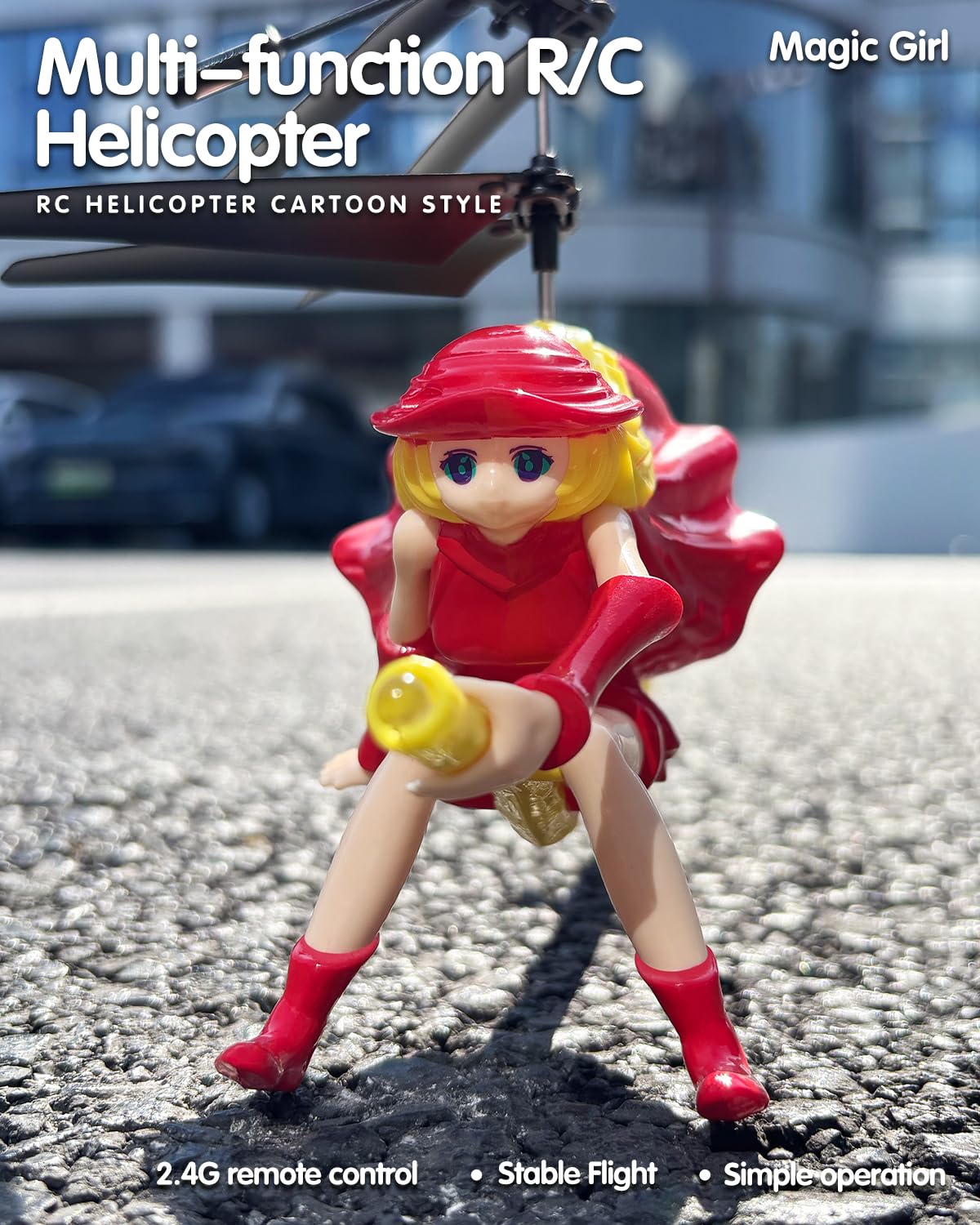 LM16-A RC Helicopter, Flying Witch Drone Toys for Girls with LED Lights, Indoor/Outdoor Remote Control Helicopter Christmas Birthday Gifts for Kids Boys Girls Age 6-8 9 10 11 12+(Red)