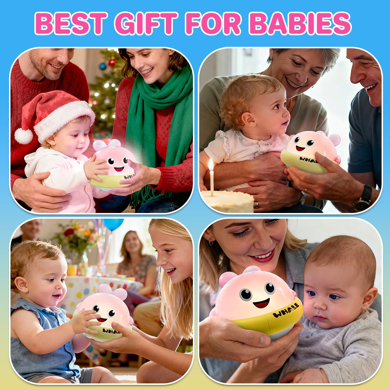 Baby Bath Toys, Light Up Rechargeable Whale Bath Toy Sprinkler for Kids 1-3, Toddler Outdoor Pool Water Table Bathtub Toys for Girl & Boy 6-12-18 Months, Birthday Gifts for Girls 1 2 3 Year Old