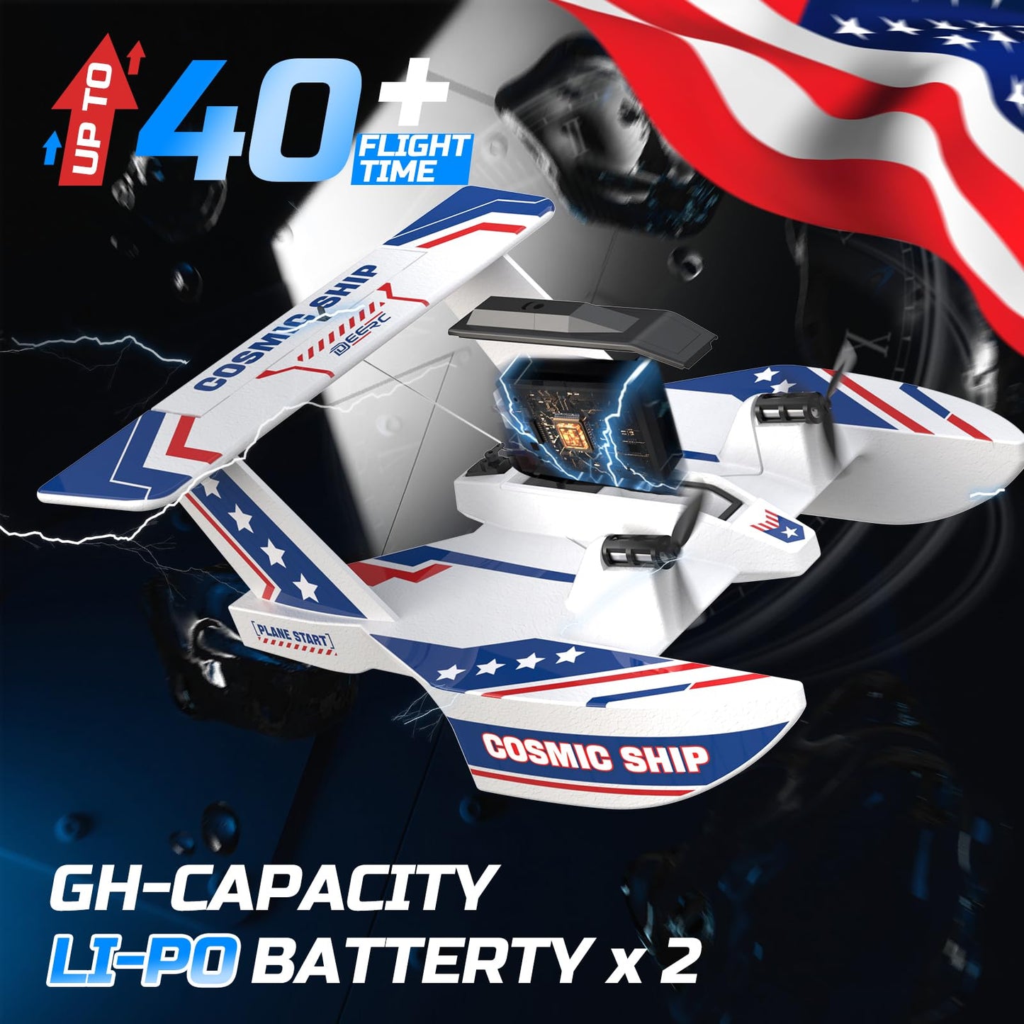 DEERC 3CH Amphibious RC Plane for Water, Land & Air, Remote Control Airplane Flying Boat Toys,2.4GHz 6-axis Gyro Stabilizer RTF Glider Aircraft Jet for Kids Adults Beginners Boys