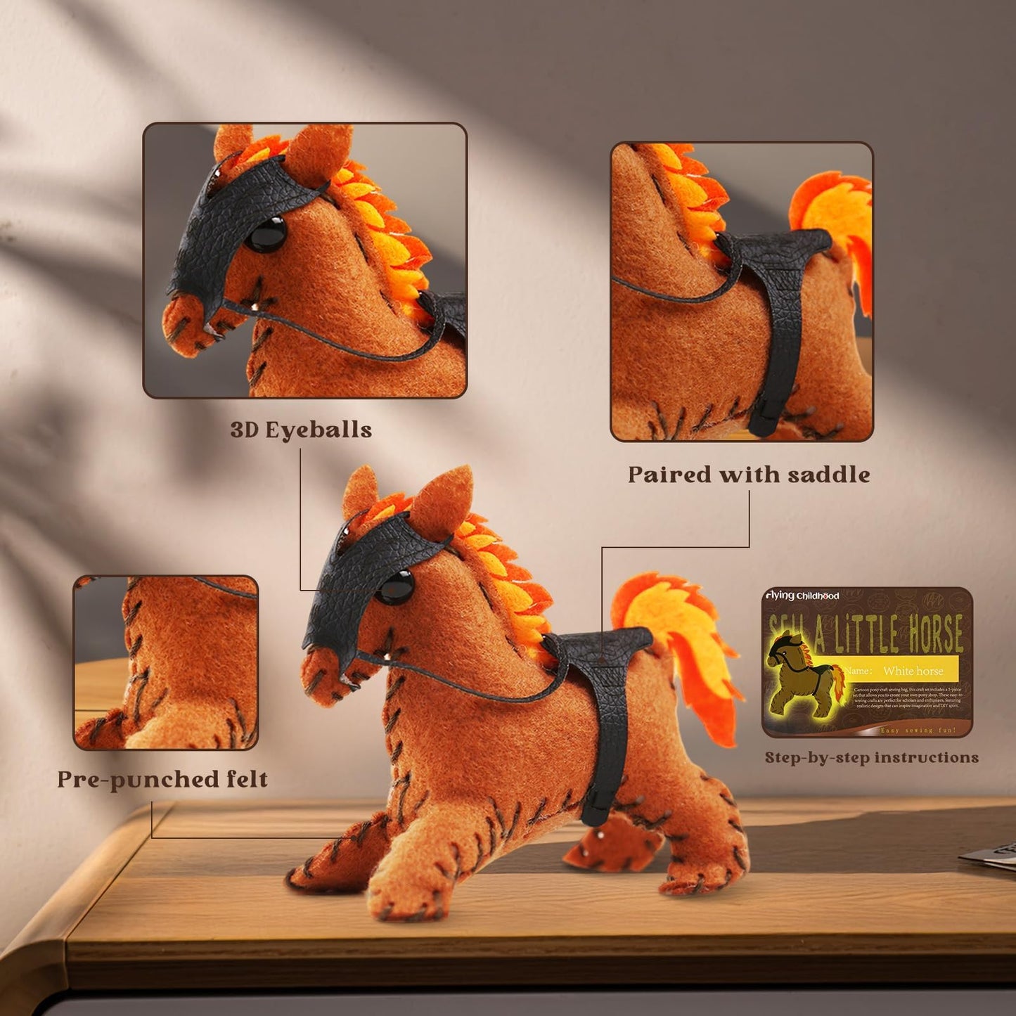 IROLEHOME Sewing-Kit for Kids Ages 8-12, Horse Craft Sew Your Own Stuffed Animal of 5 DIY Projects, Unicorn Pony Toy Gift for Girls Boys
