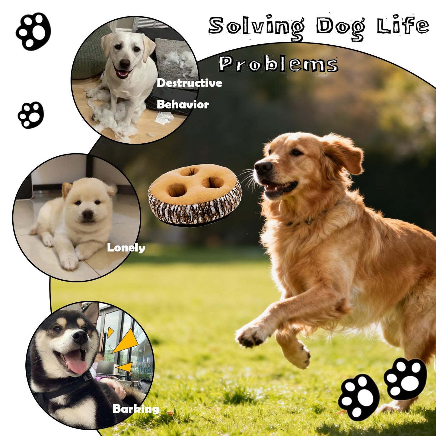 YOUBEMAGIC Hide and Seek Dog Toys, Multi-Purpose Interactive Squeaky Puppy Toys with Detachable Non-Slip Base, Treat Dispensing & Flying Disc Fetch, Enrichment Toys for Small Medium Large Dogs