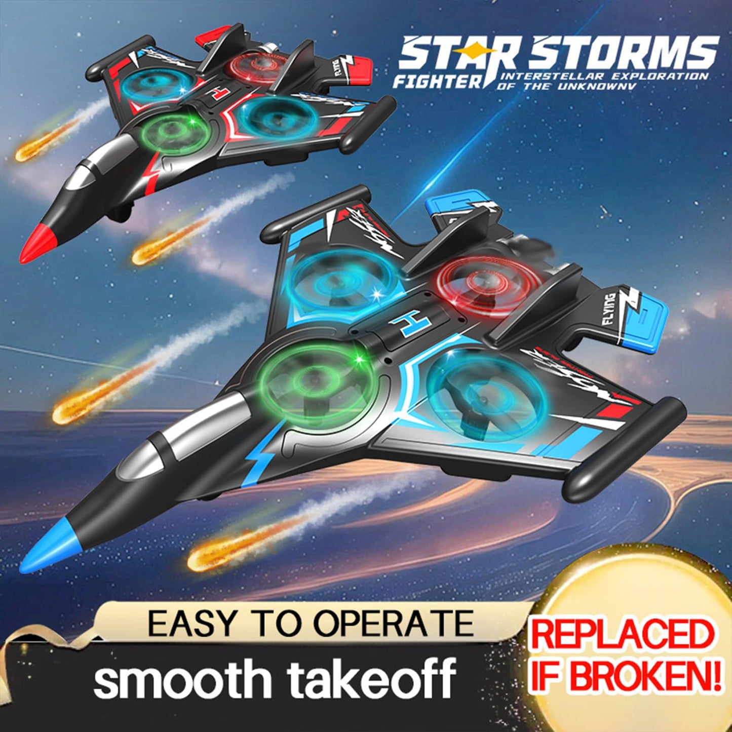 Sleevesword RC Plane，Foam Airplane Toy Drone Remote Airplane Foam Airplanes for Kids Airplanes for Kids Remote Control Helicopter for Boys 8-12，360°Flip Fighter Jet with Light(RED)