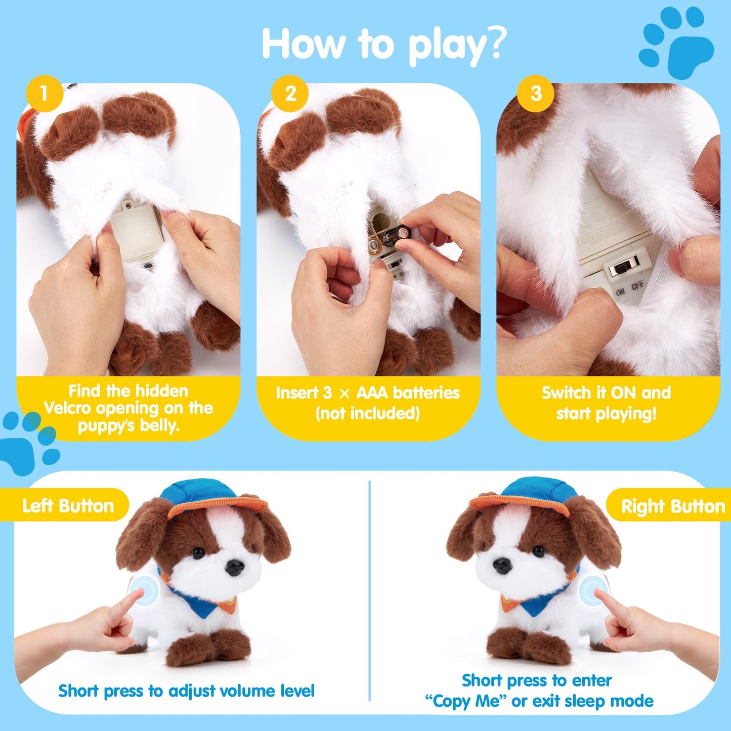 hahaland Robot Dog Realistic Interactive Plush Kids Toy Voice Controlled Talking Acts Like a Real Puppy with 12 Commands, Singing & Dancing, Emotional Support Pet Toy Gift for Boys & Girls Ages 3+