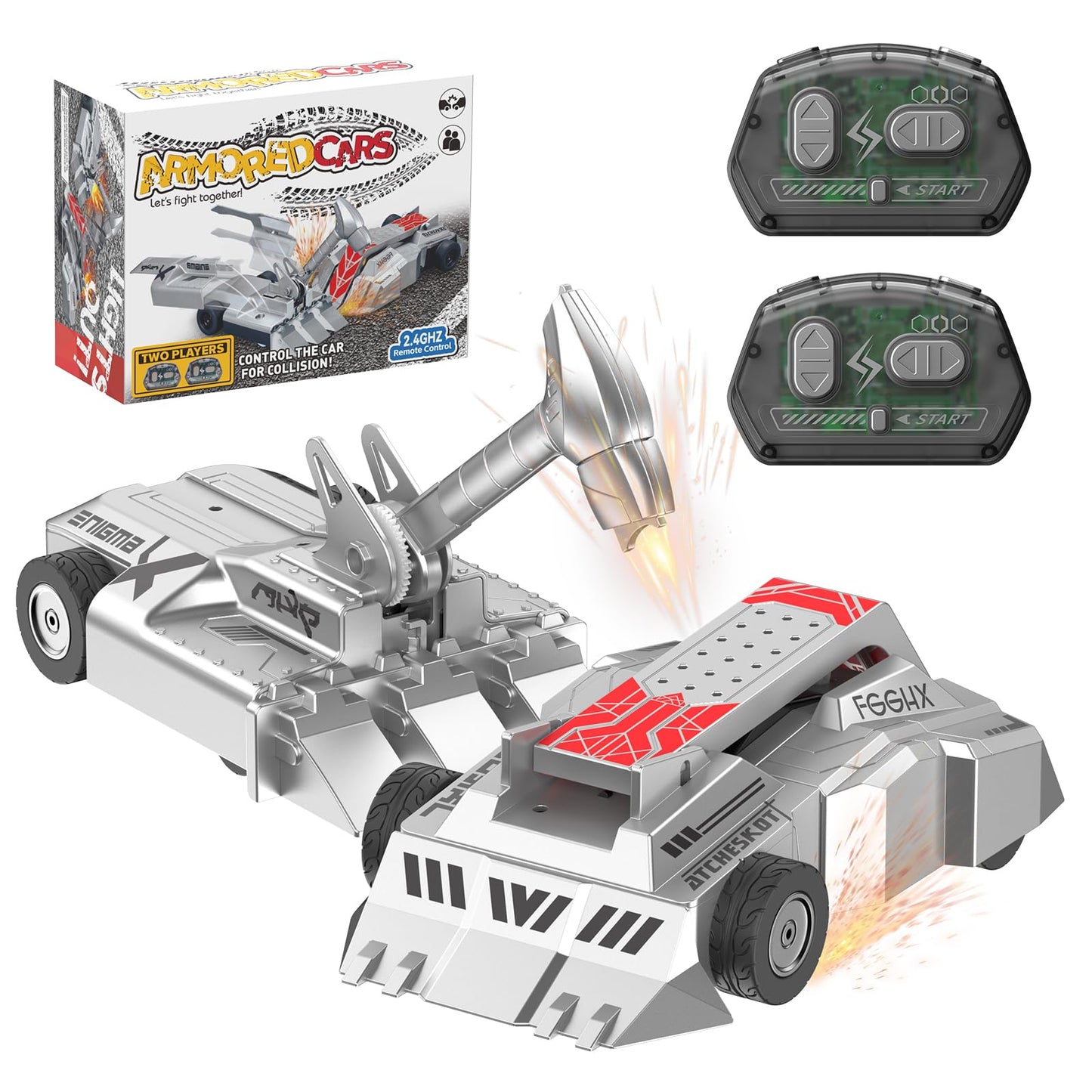 Cetuai Remote Control Battle Robots, 2-Player RC Fighting Toys for Kids Wireless Fighting Robots STEM Toys 2.4 GHz Wireless Game Set Birthday Gifts for Boys and Girls Age 3+ (Grey)