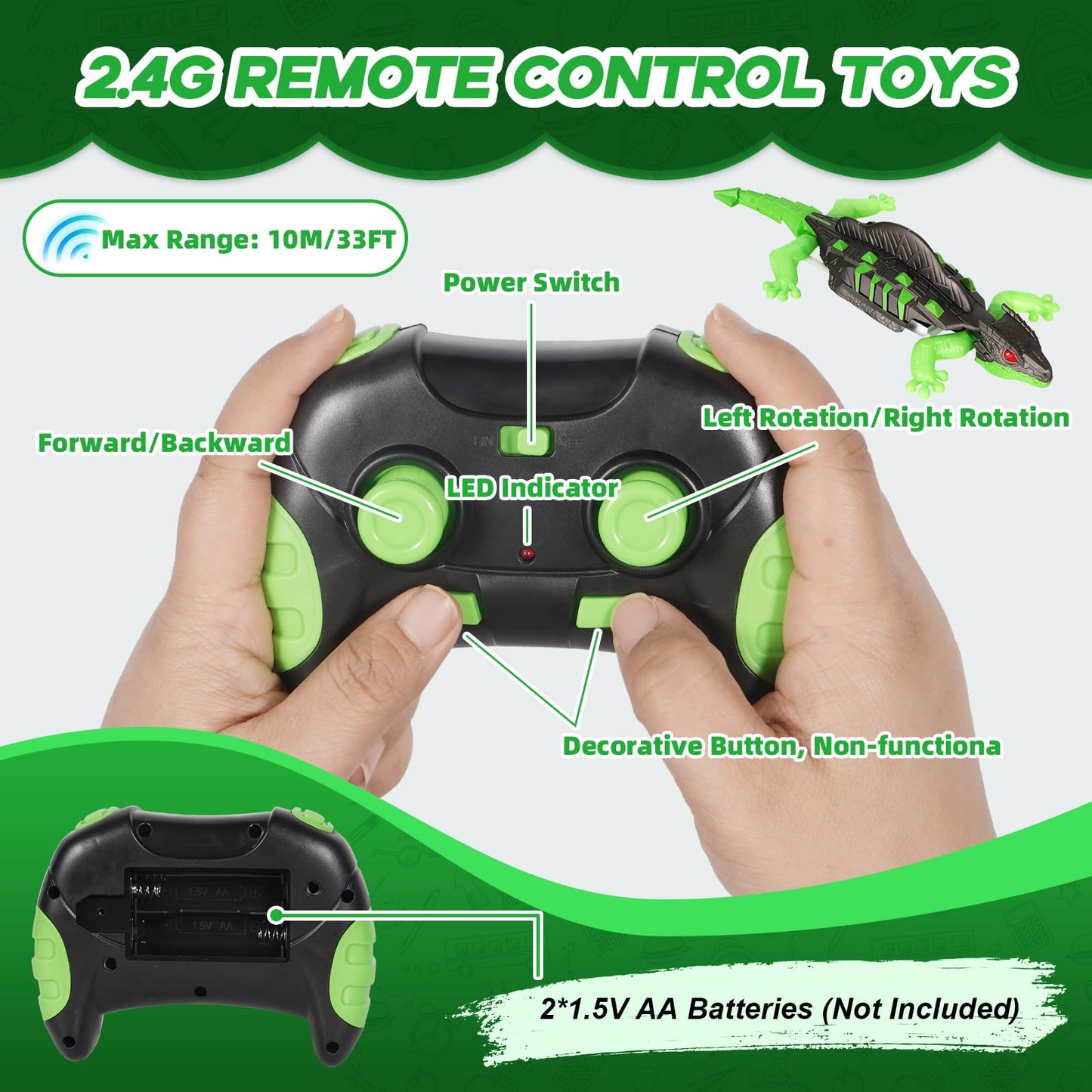 Chendssfkd RC Wall Crawler Gecko, Wall Climbing Lizard with Led Glowing Eyes, Wall Climbing Funny Prank Toys Easter Basket Stuffers Birthday Gifts for Boys Girls