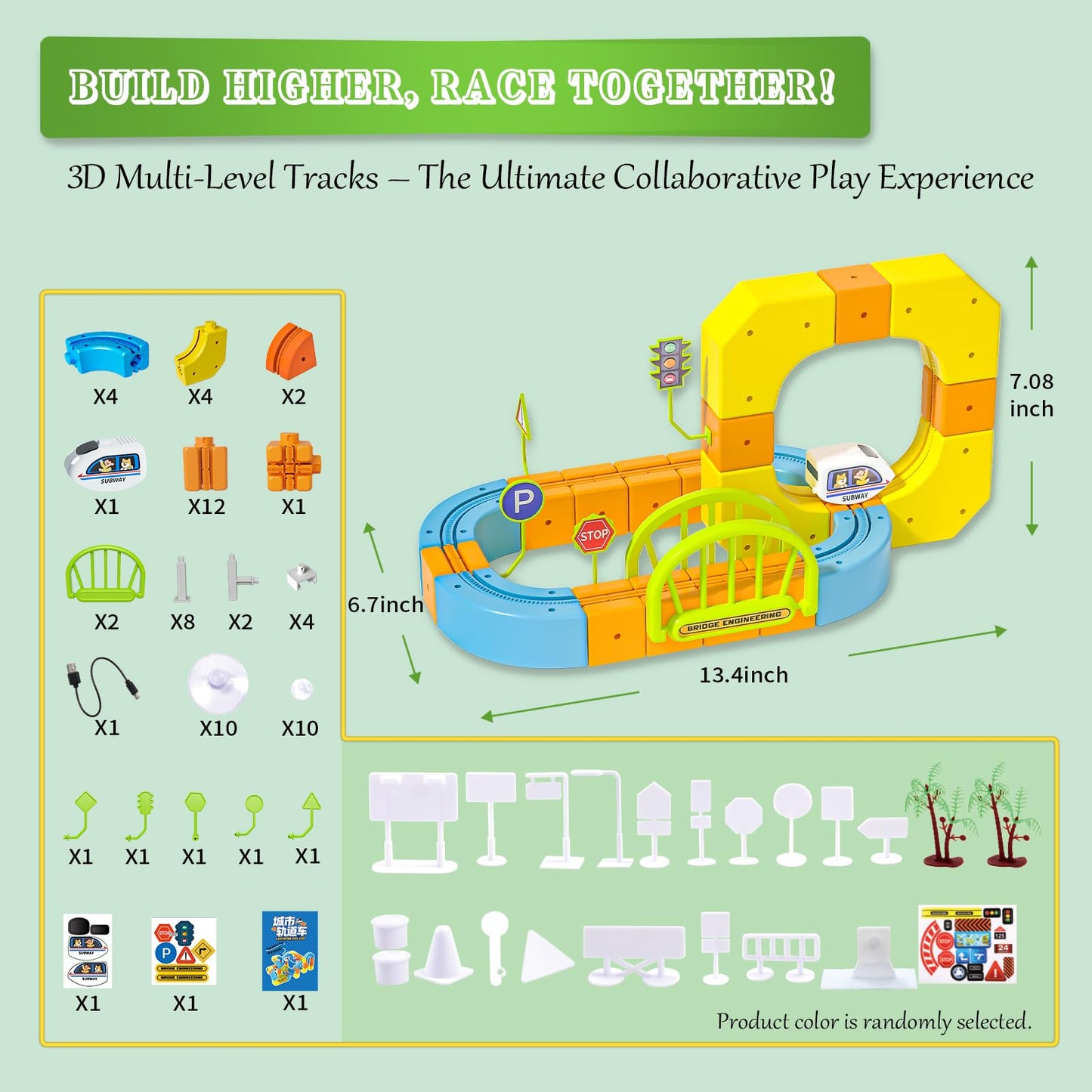 Electric Train Set for Kids, Cube Track with Motorized Engine, 3D Gravity-Defying STEM Toy for Kids Ages 3-8, Boys & Girls Building Gift (91 Pcs)