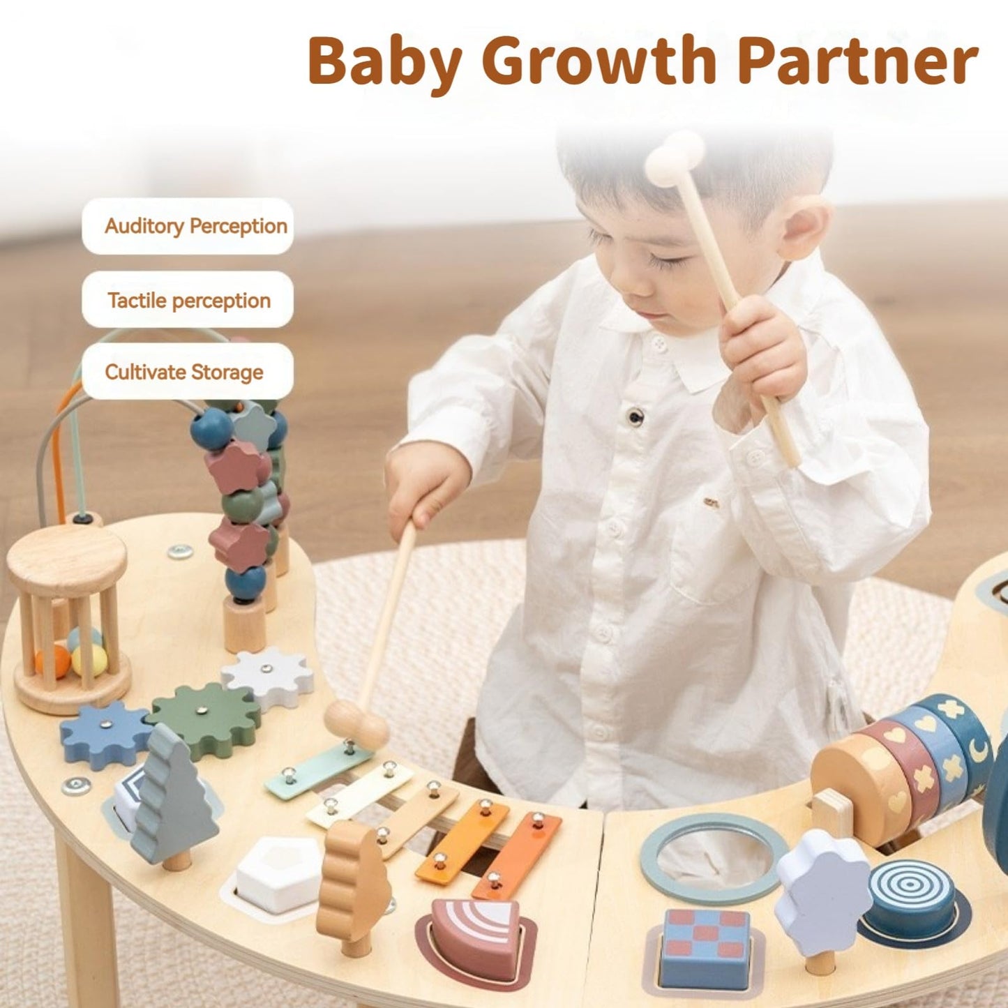 GLCforever Montessori Activity Table for 1-3 Year Old | Large Size Busy Board & Sensory Toys | Learning Activity Center for Baby for 1 Year Old Boy or Girl