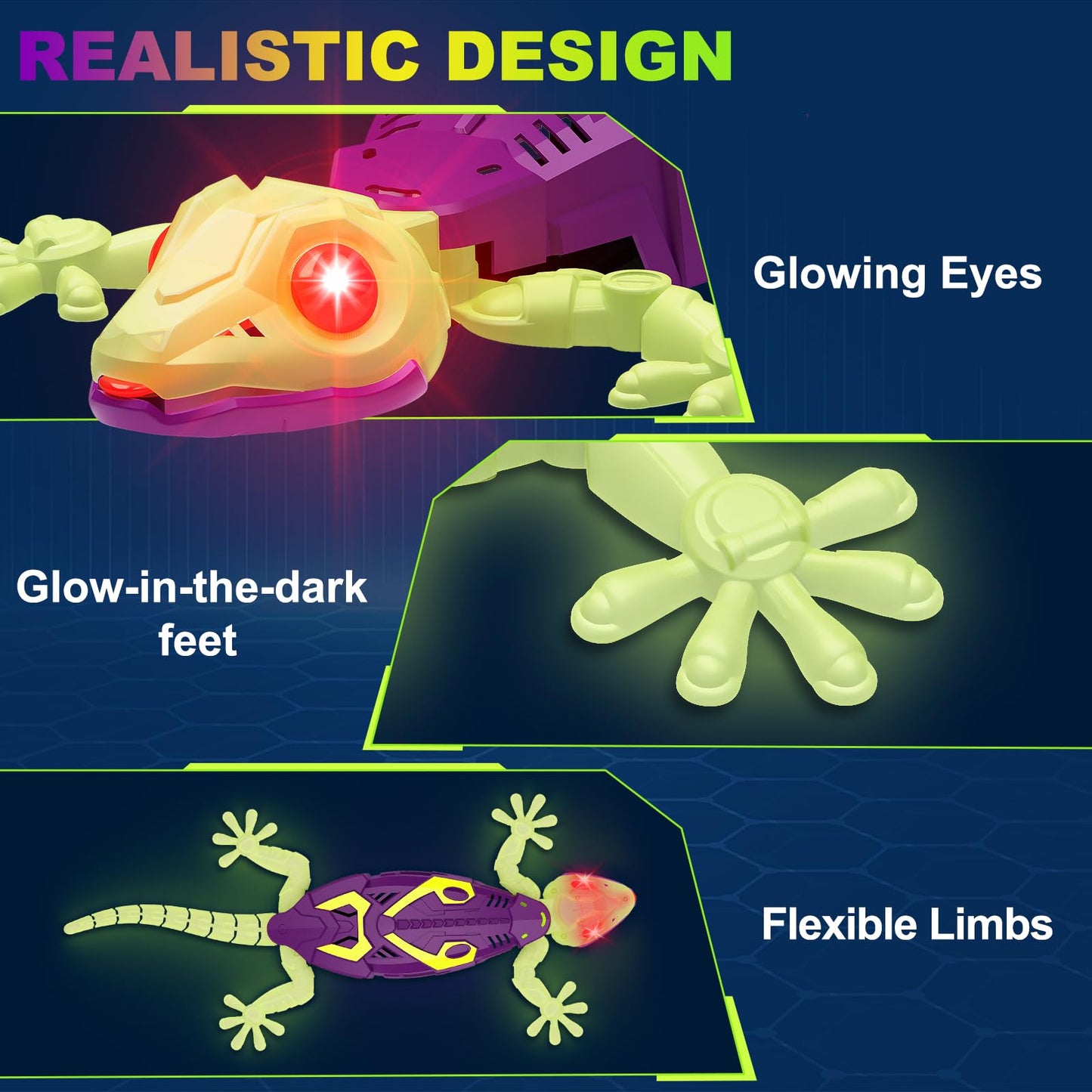 Qrooper Wall Climbing Gecko, Glow in The Dark Lizard, RC Cars Toys for Kids Ages 5-8,Wall Crawler Robot Geckos,Fun Kids Toys, Birthday Gifts for 3 4 5 6 7 8 9 10+ Year Old Boys Girls