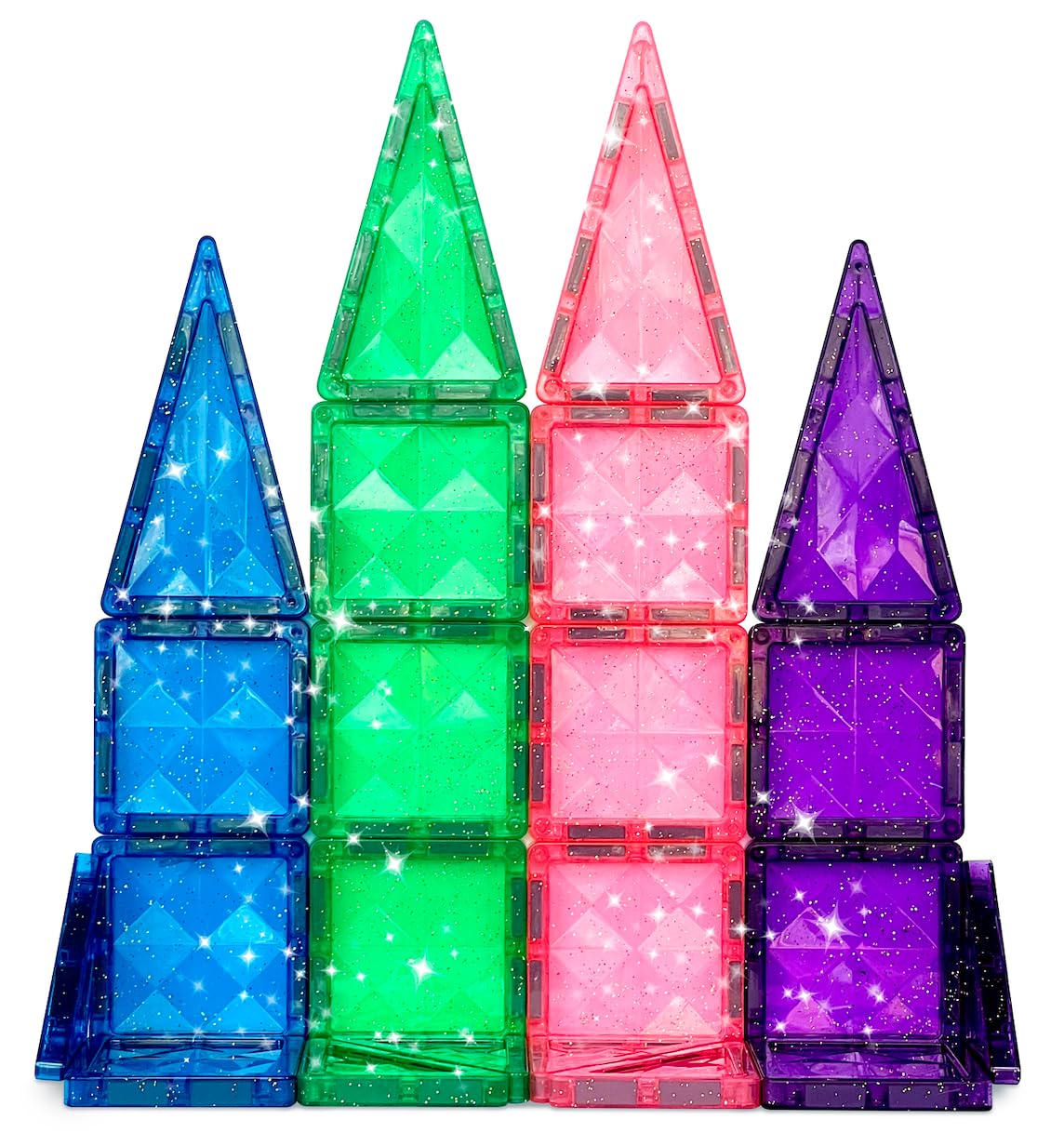 CreateOn Crayola Mini Magnetic PIP-Tiles, Building Set for Kids, Magnetic Building Toys for Kids, STEM Travel Toys for Boys and Girls Ages 3+, 24-Piece Set (Glitter)