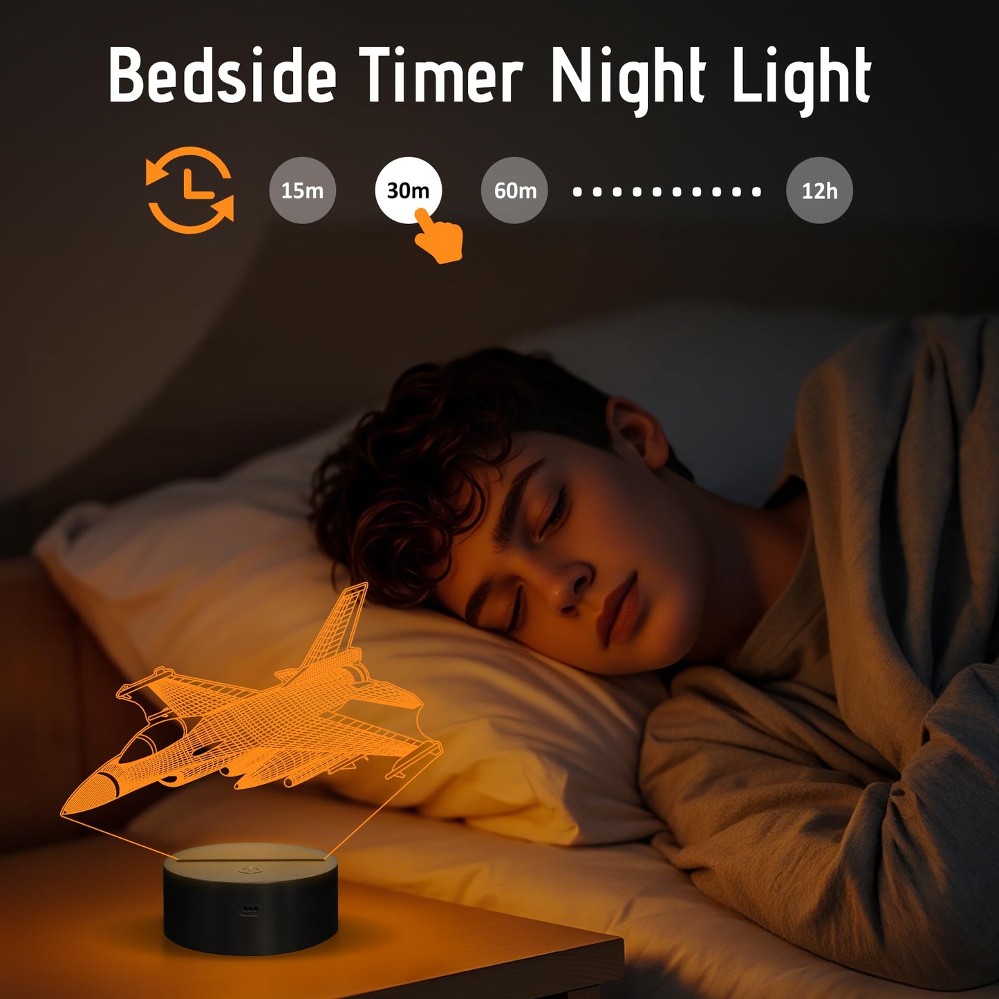 Anywin Warplane Night Lights,Kids Airplane 3D Night Light Bedside Lamp Fighter Toy Light 7 Colors Changing with Remote Control Best Christmas Gifts and Birthday Gifts for Boys Girls Kids Baby