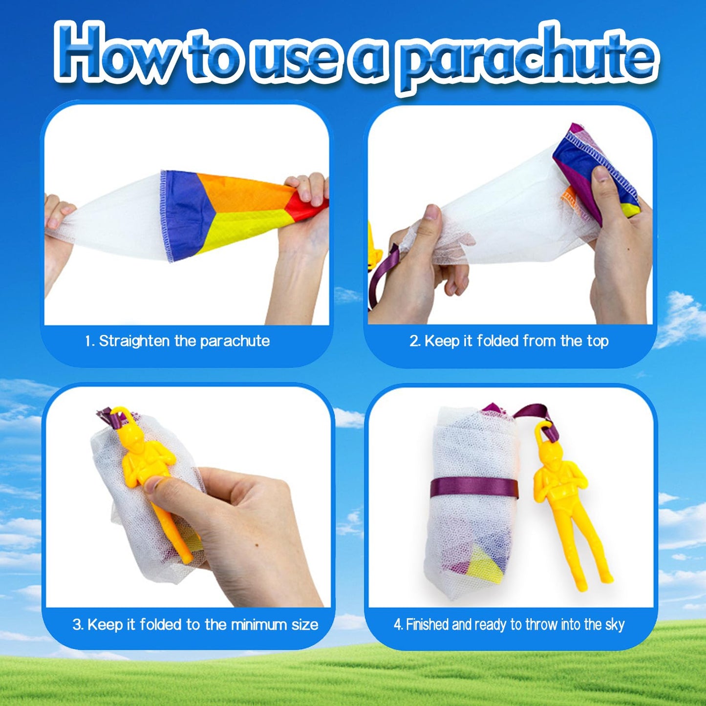 utosday Parachute Toy Easter Eggs Outdoor Flying Parachute for Kid, Throwing Children's Flying Toys with Small Figures, Easter Basket Stuffers Top Indoor Hand Throw Soliders for 3-12 Year Old (10PCS)