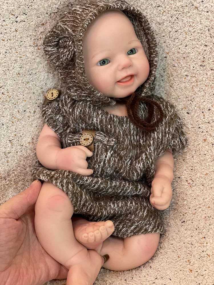 Abenduot Silicone Baby Doll - 16 Inch (Weight 4.4 Lb) Reborn Baby Dolls Silicone Full Body Silicone Weighted Realistic Sleeping Newborn Lifelike Preemie Doll Gift