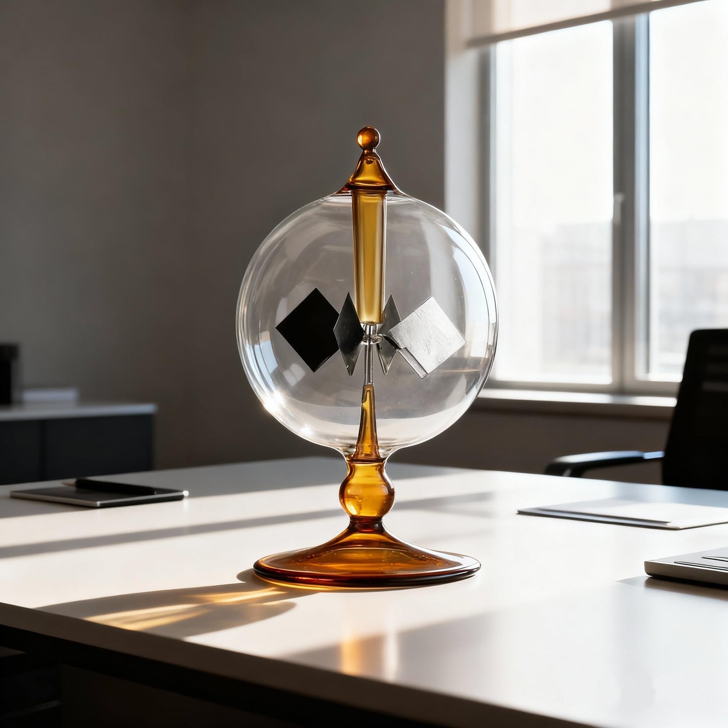 DORAMI Orange Solar Power Crookes Radiometer Solar Energy Spinning Vanes Glass Windmill Gift Home Desk Decoration