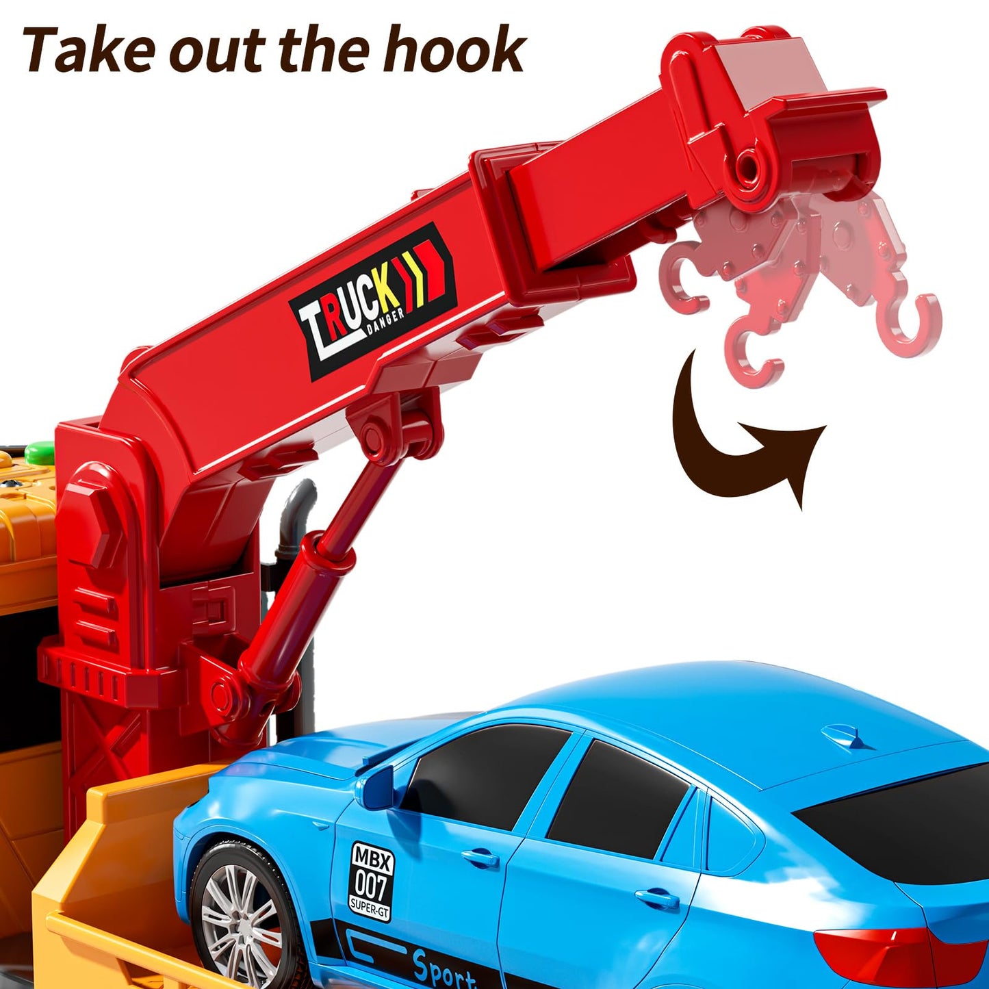NIPLOOOW Kids Toys for 3 4 5 6 7 Years Old Boys, Tow Truck Toy,Friction Powered Transport Truck Crane Vehicle Toy with Lights and Sounds,Birthday Gifts for Boys Girls