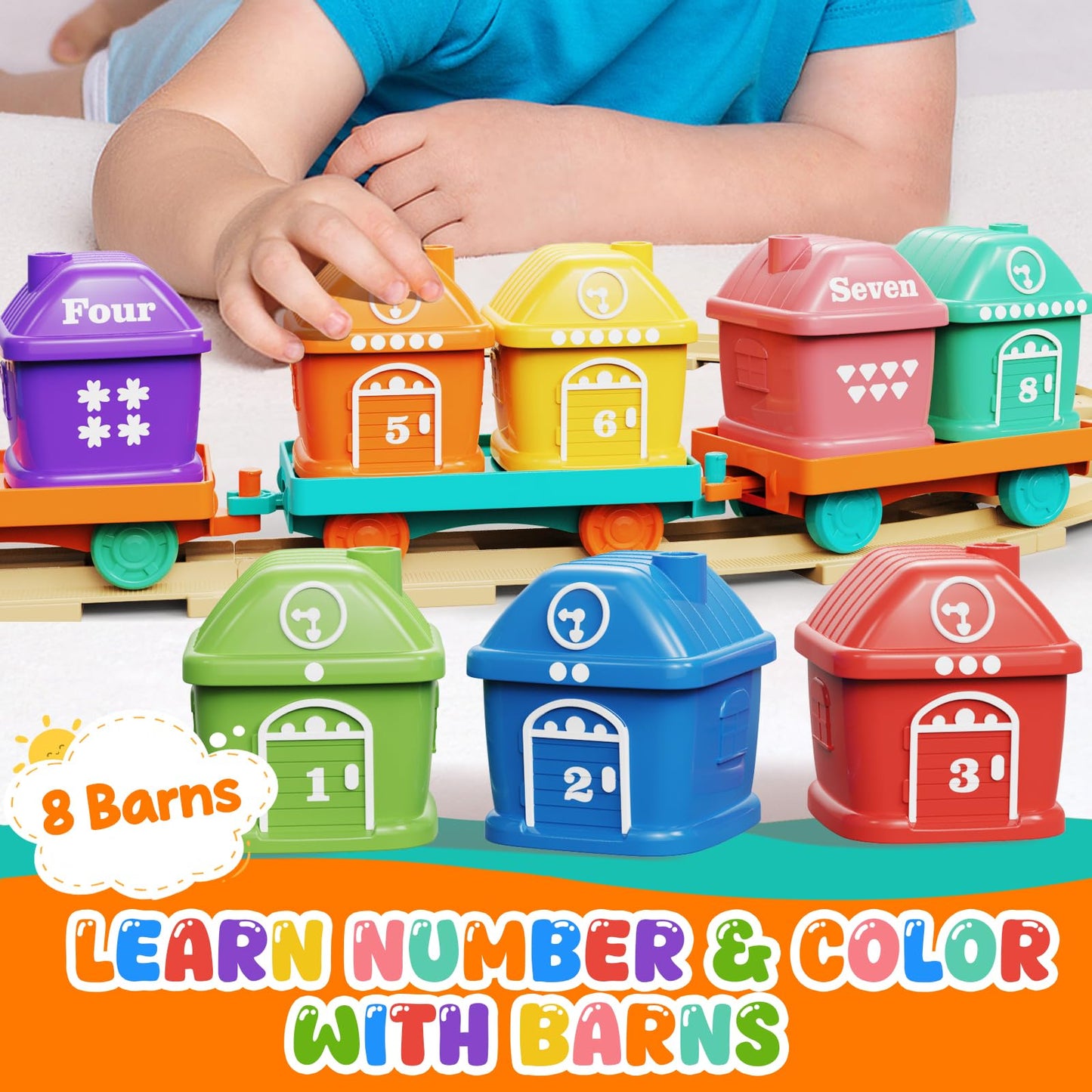 Toddler Boy Girl Toys 1-2-3, Train Set for Toddlers 2-4 with Music & Light, Toys for 1 2 3 Year Old Boy Girl, Counting Matching Sorting Montessori Learning Toy, 1 2 3 Year Old Boy Girl Birthday Gifts