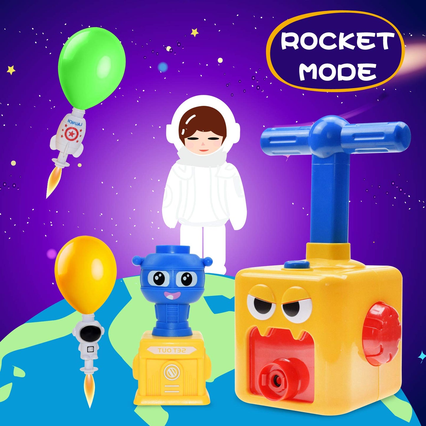 BAKAM Toddler Toys 3-4 for Boys Girls, Balloon Launcher & Powered Car Set, Fun Toddlers STEM Toy Balloon Pump Cars Racer Kit for Kids 3-5 (Duck)