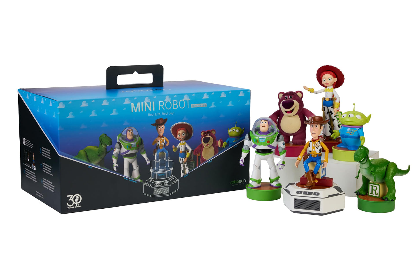 Robosen MINI Robot, Toy Story Series, 30th Anniversary Collector's Set, Smart Toy, Digital Drive Base with 4-Axis Controls, Buzz, Woody, Lotso, Rex, Jessie, Alien