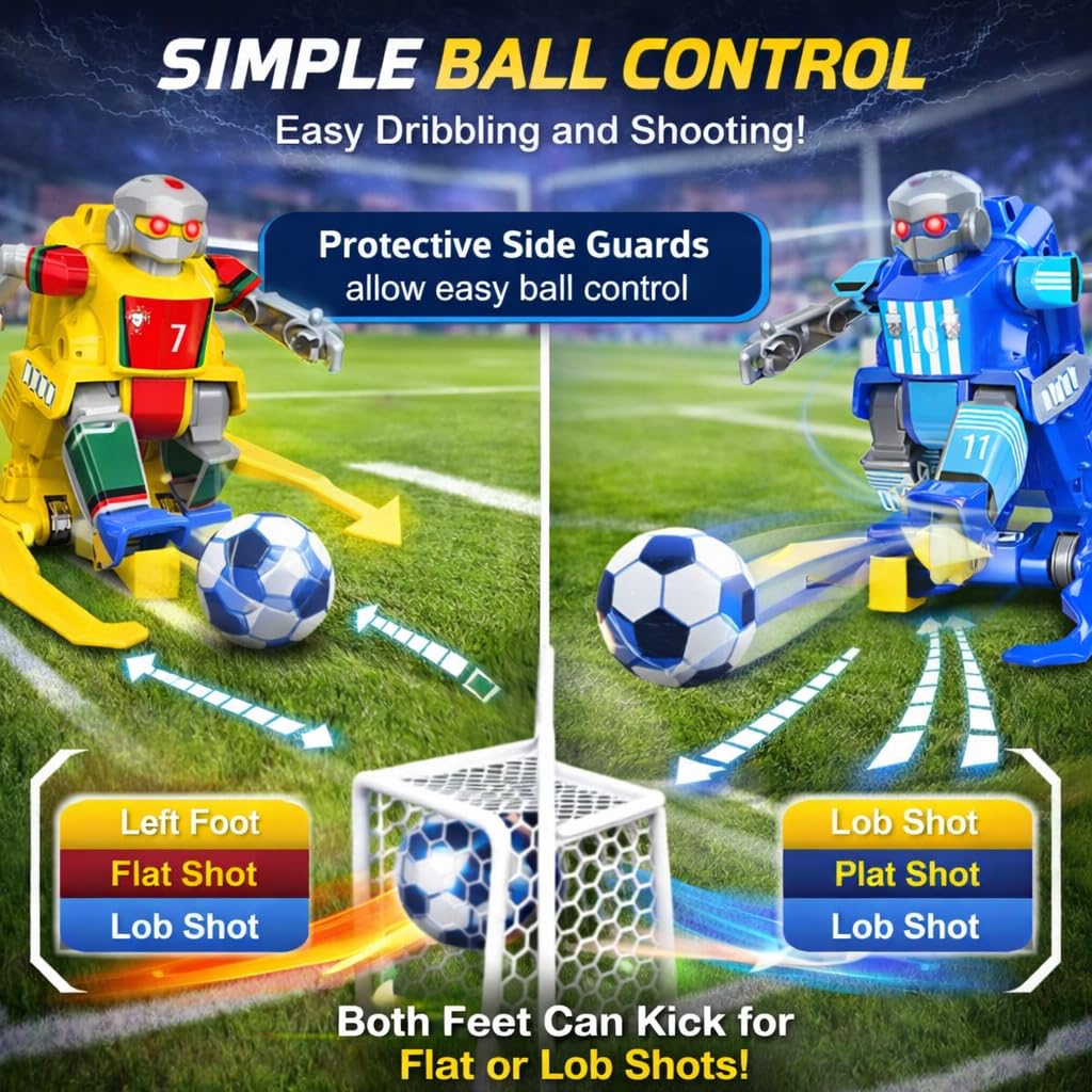 ANTSIR Remote Control Soccer Robot Toy, 2.4G Rechargeable RC Football Player with Lob Shot and Long Shot, 2-Player Battle Interaction Games, Sports Birthday Gift for Boys Girls Age 8-16