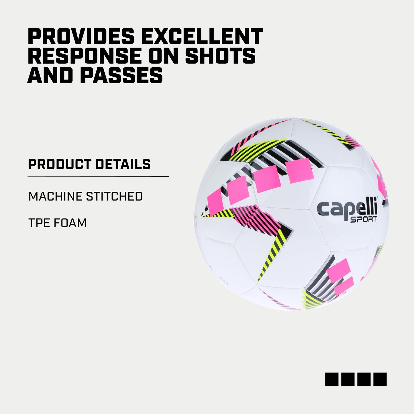Capelli Sport Soccer Ball Size 5, Star Cubes Team FIFA Quality Basic Soccer Ball for Youth and Adult Players, Outdoor and Indoor Training, Neon Pink