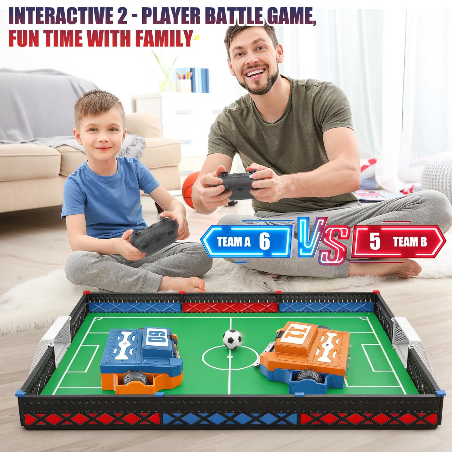 Mostop Remote Control Battle Robots Arena Set, Electronic Soccer Robot Board Game Set for Kids, 2-Player Mini Foosball Table Game, RC Fighting Robots STEM Toy Soccer Gift for Kids 8-12 Boys Girls