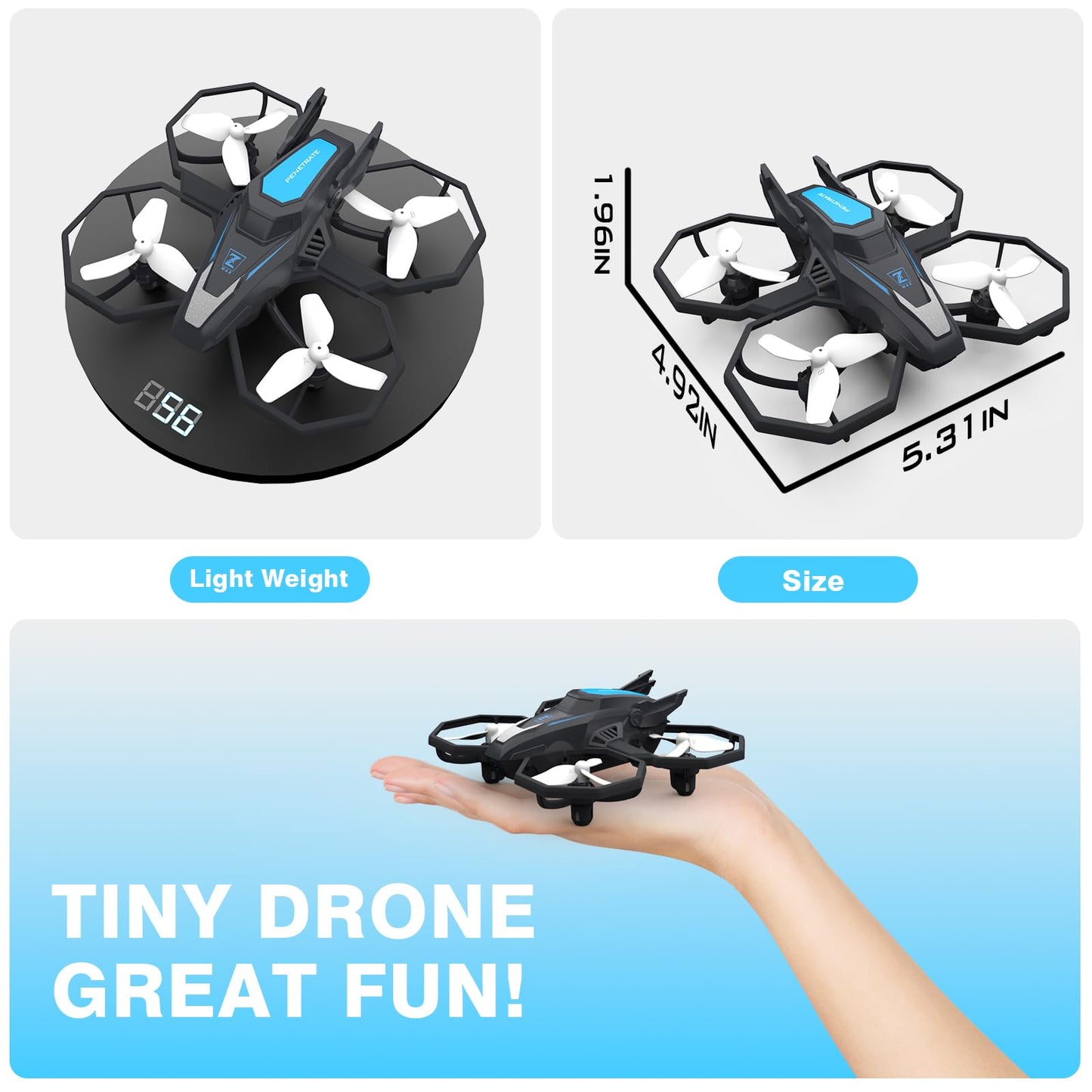 Drones for Kids with Camera, Remote Control Mini Drones for Adults with Altitude Hold, One-Key Take Off/Landing, 3 Speed Modes, Headless Mode, 2 Batteries 1080P HD RC Quadcopter for Boys and Beginners