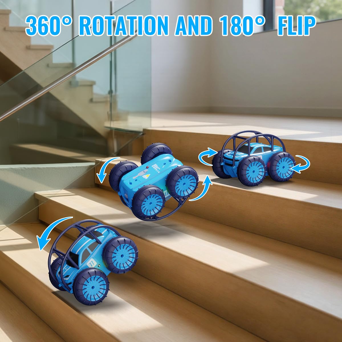 ifollower Amphibious Remote Control Car, Rechargeable RC Cars & Remote 360° Rotating Flips 2.4Ghz 4WD All Terrain Stunt Car Toy Christmas Birthday Gift for Kids Boys 3-12 Years