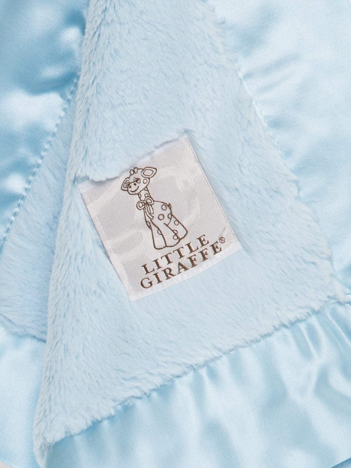 Little Giraffe Luxe Ultra-Plush Mini Blanky 17″×17″ – Baby Security Blanket & Lovey, Faux-Fur Plush with Satin Border, Newborn Infant Snuggle Blanket Gift - Blue
