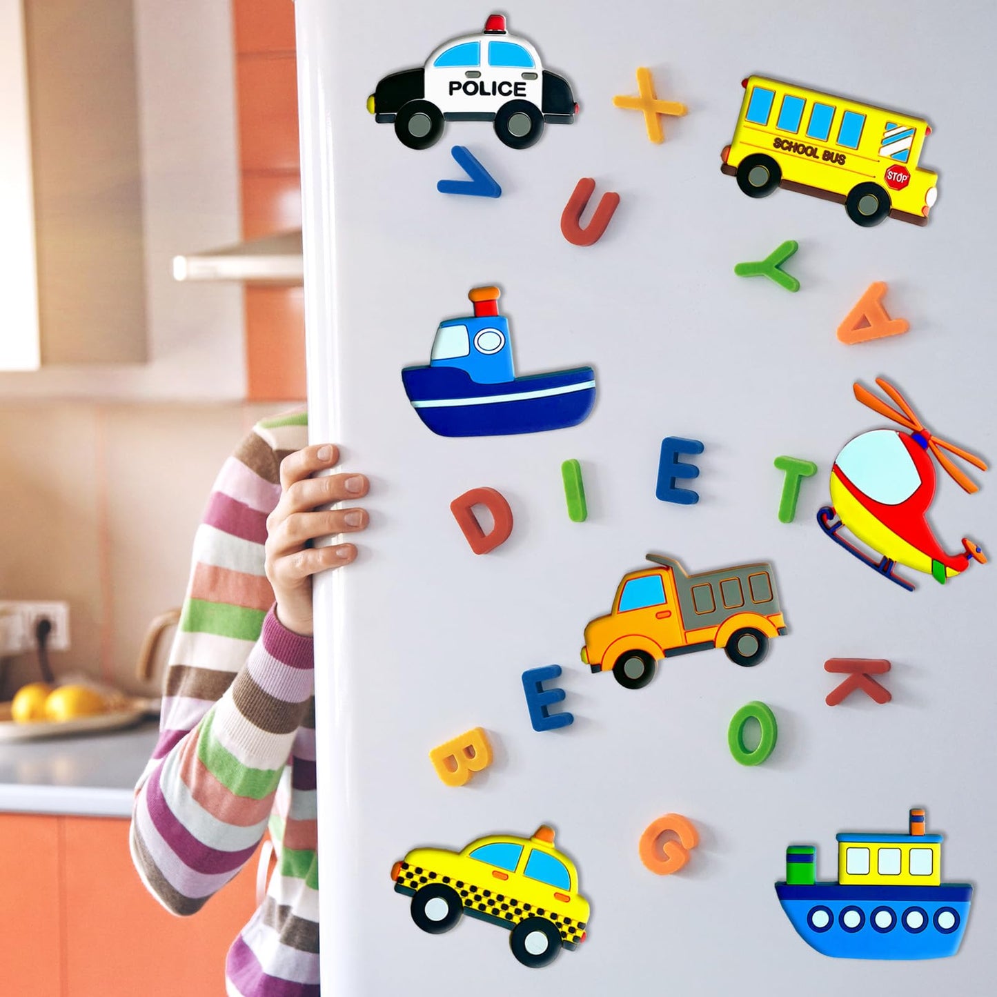 QZCPGP Fridge Magnets for Toddlers,Transportation Refrigerator Magnets for Kids,Car Boat Aircraft Vehicle Fridge Magnetic,Baby Learning Magnet Educational Toys Gift for Whiteboard