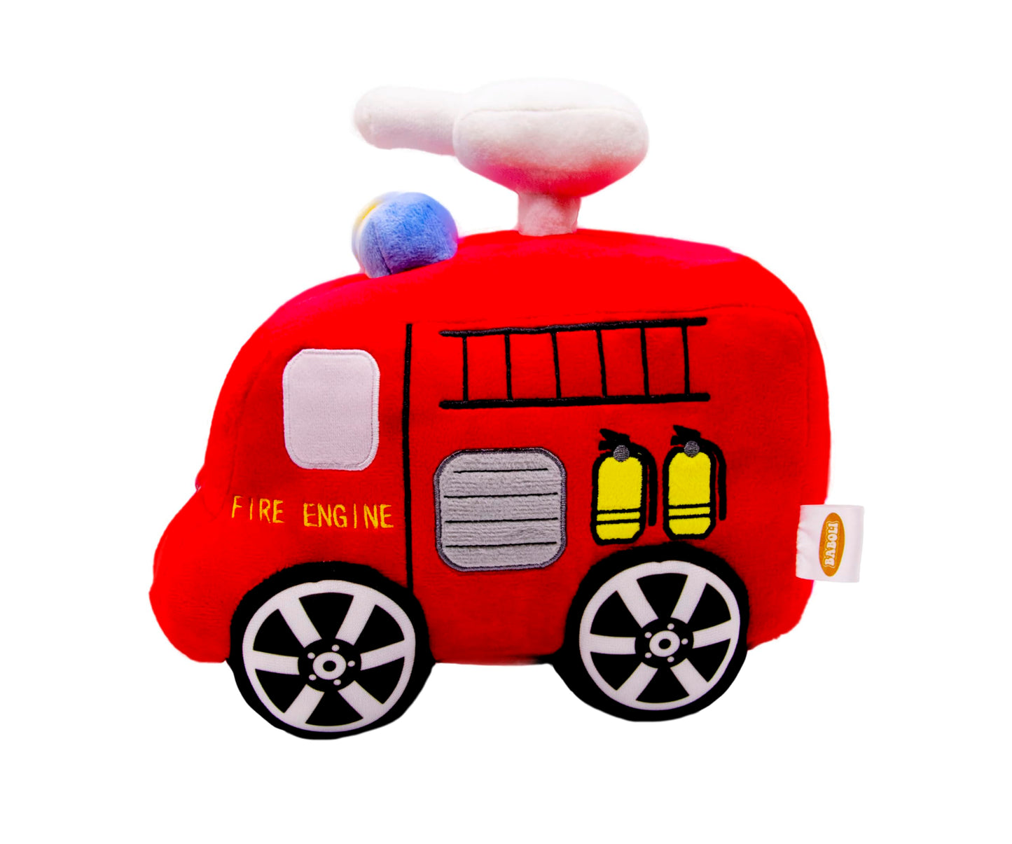 BABOLI Soft Fire Engine Stuffed Special Vehicle Plush Fire Truck Cuddly Rescue Vehicle Toy Sweet Gifts for Kids Present for Birthday or Stuff Collection 10 Inches (Fire Engine)