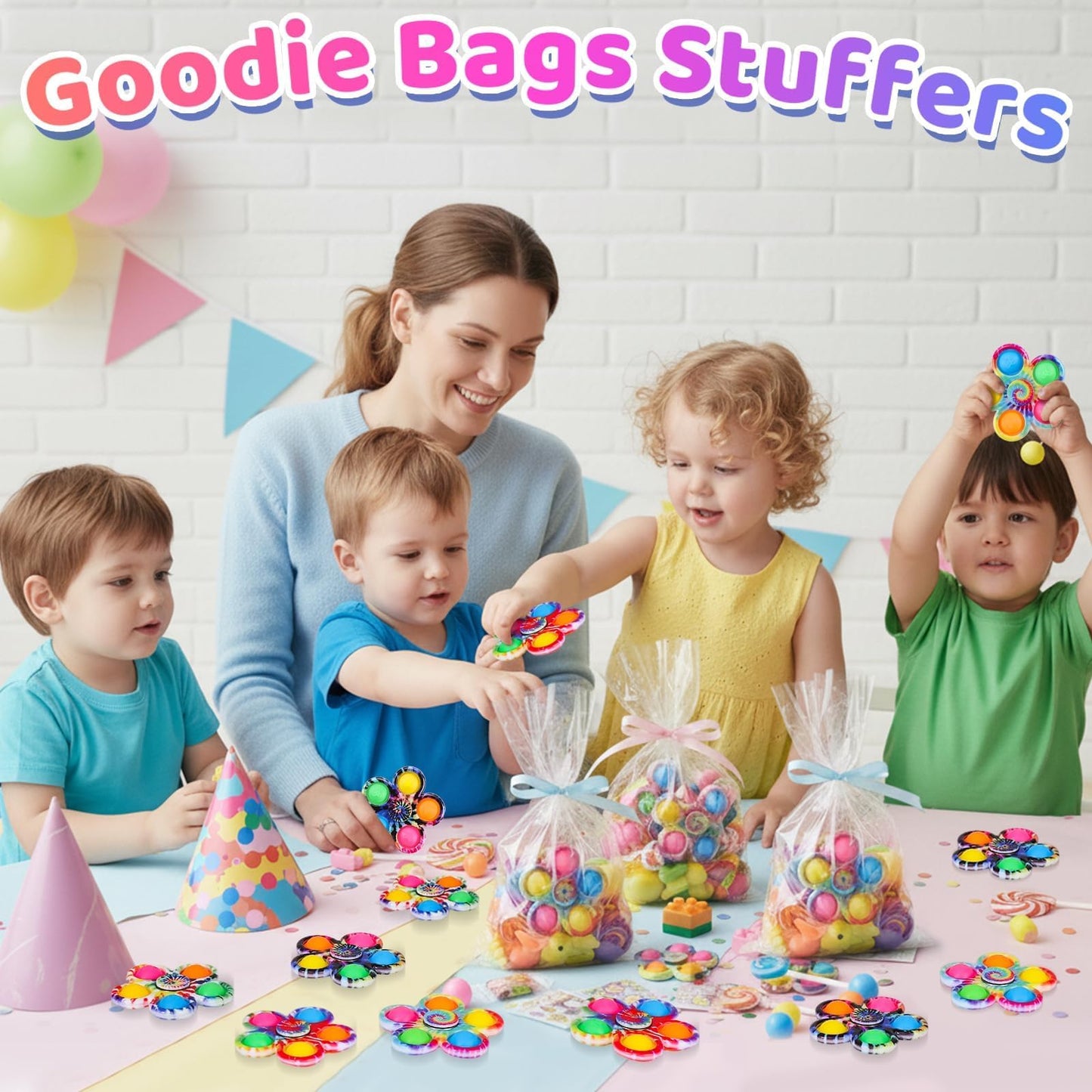Gigilli 24 Pcs Pop Fidget Spinner Bulk, Treasure Box Toys for Classroom Prizes ADHD, Mini Sensory Fidget Toys for Kids Adults, Party Favors Goodie Bag Stuffers Gifts for Kids