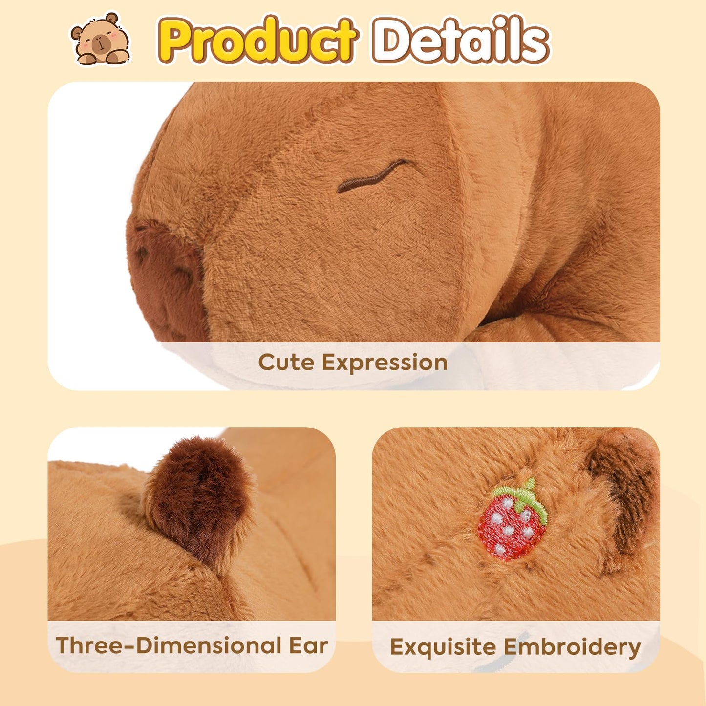 Ditucu 5Pcs Capybara Stuffed Animal Mommy 16.5 inch with 4 Babies 6.6 inch Family Set Cute Plushies Toys Gifts for Kids