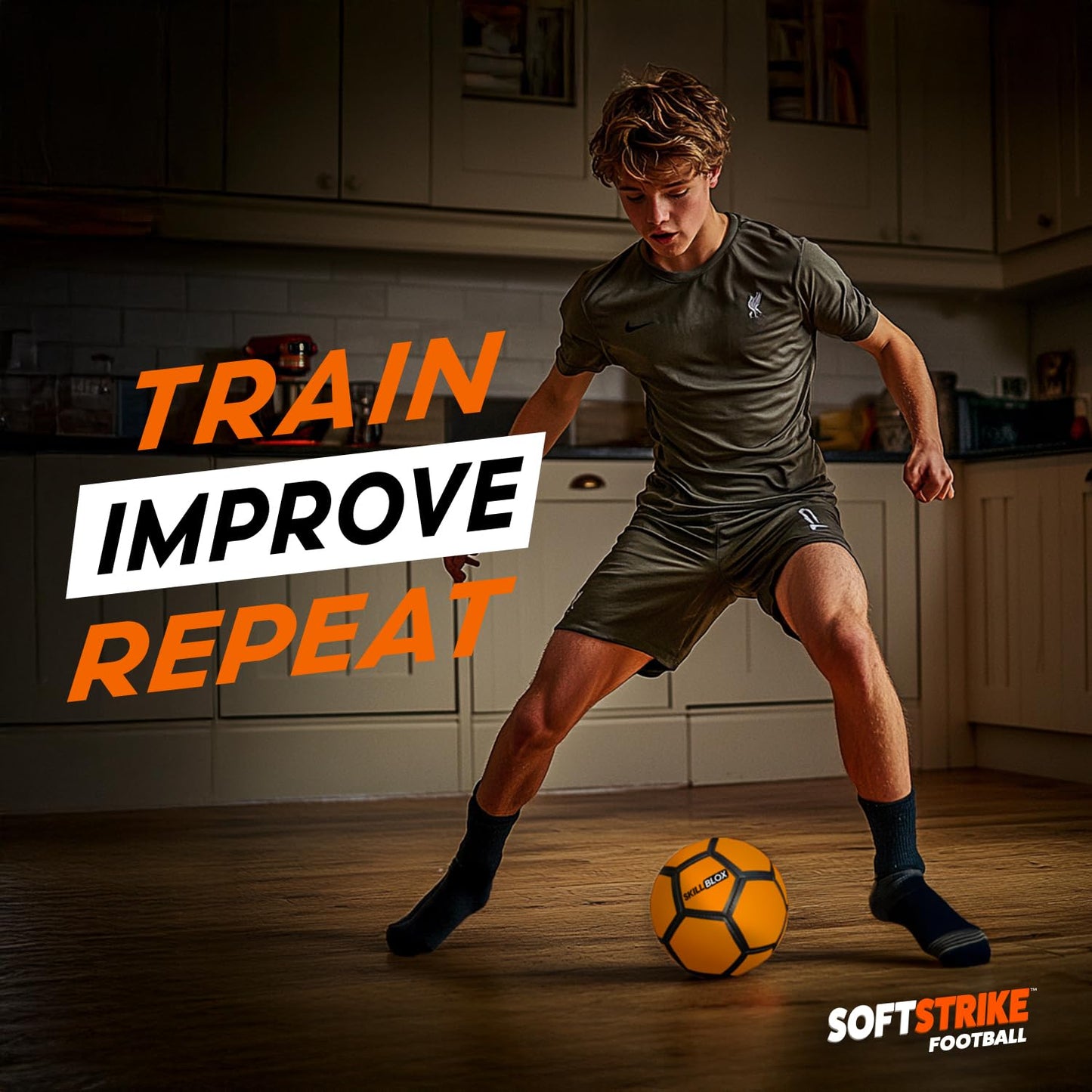 Skill BLOX SoftStrike Home Indoor Skills Training Soccer Ball - Soccer Gifts for Boys - Skills Ball for House - Size 4