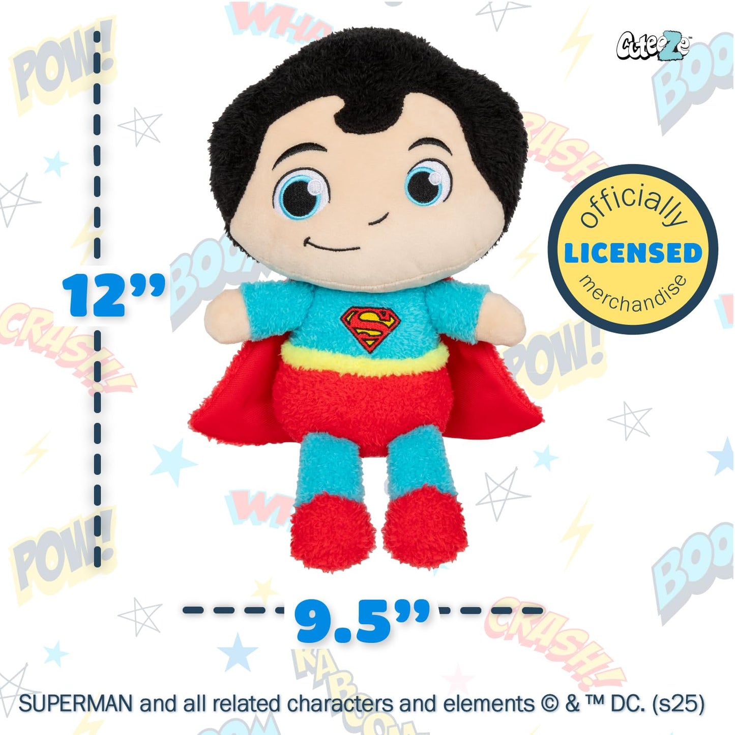 Kids Preferred WB DC Superman Cuteeze Extra Soft Plush Stuffed Superhero Toy for Baby and Toddler Boys and Girls – 12 Inch Size