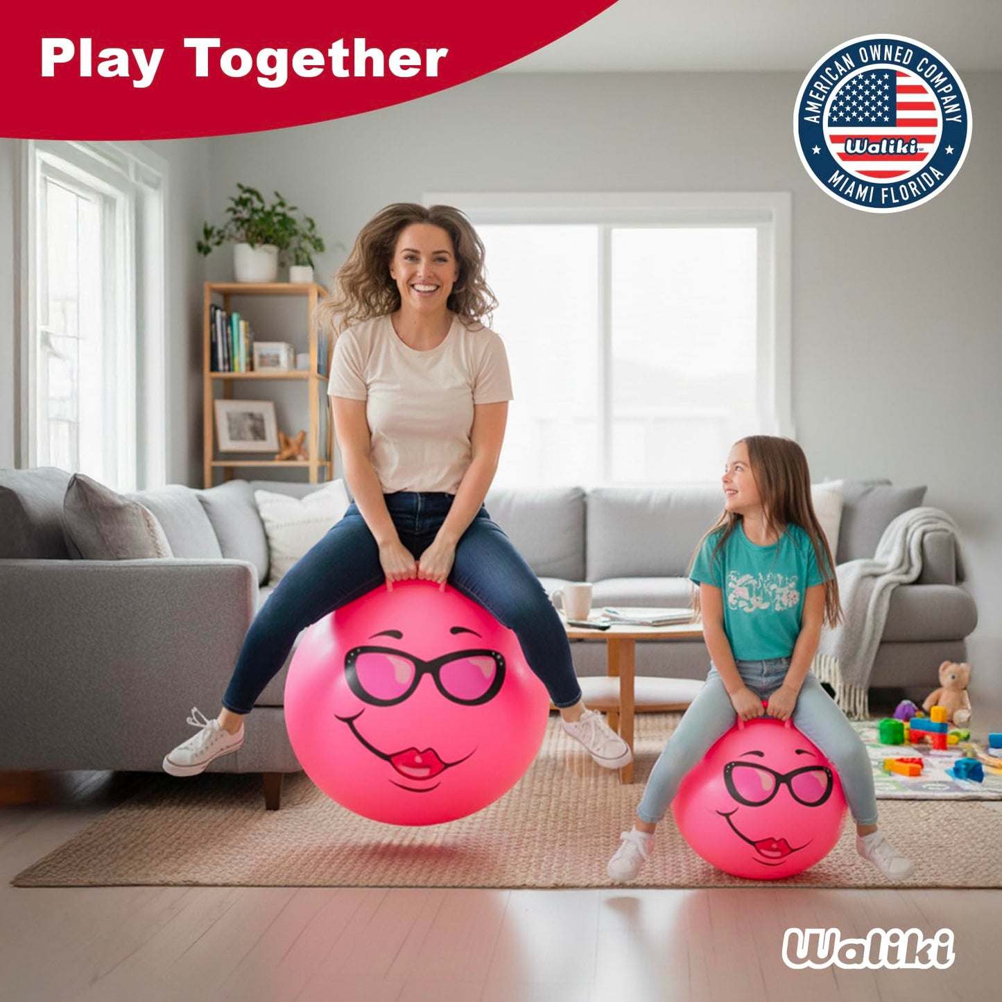 WALIKI Hopper Ball for Kids 3-6 | Hippity Hop | Jumping Hopping Ball | Relay Races | Pink 18”