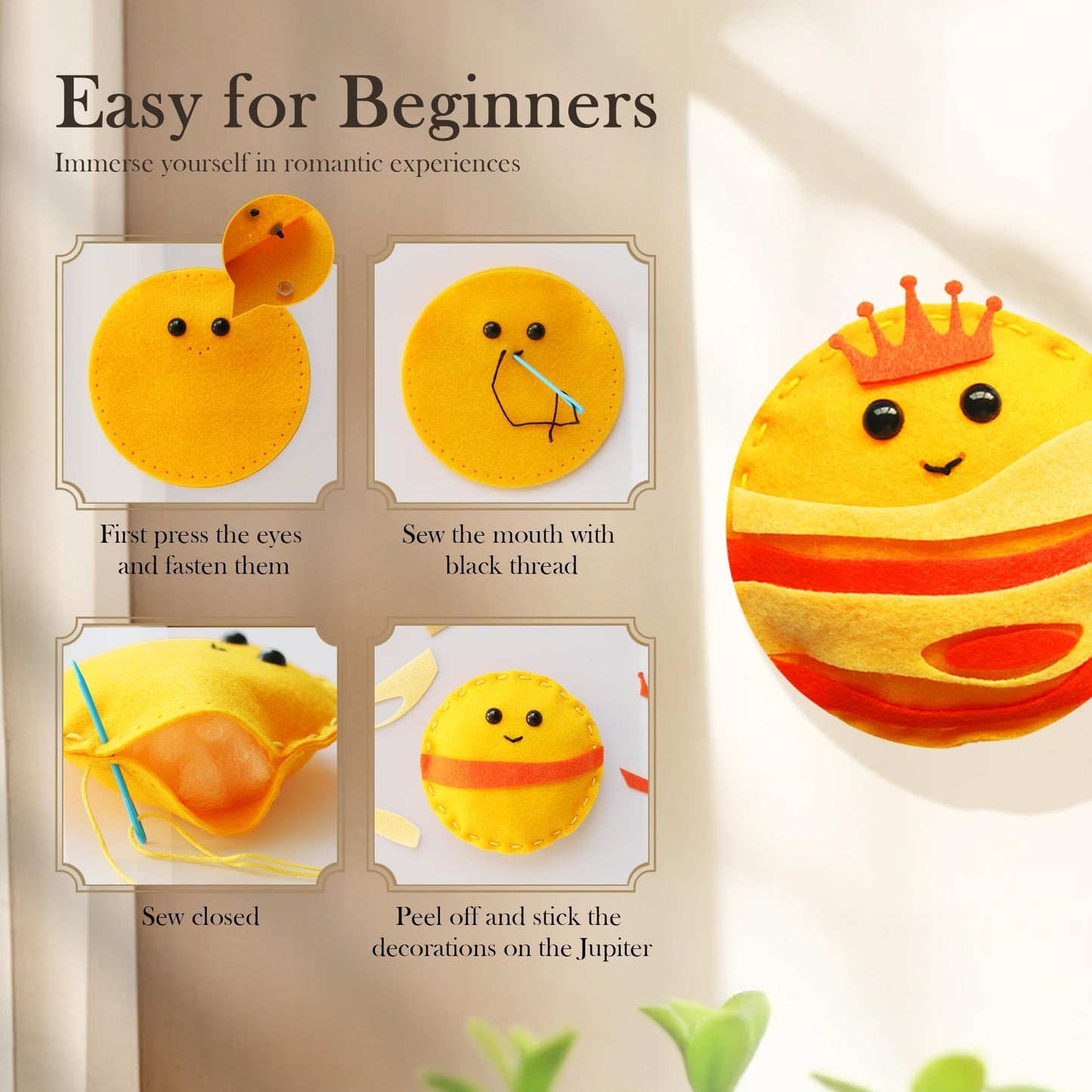 IROLEHOME Solar System Sewing Kit for Kids Ages 8-12, Felt Planet Arts and Craft Kit for Beginners, Learn to Sew Your First Sewing Kit