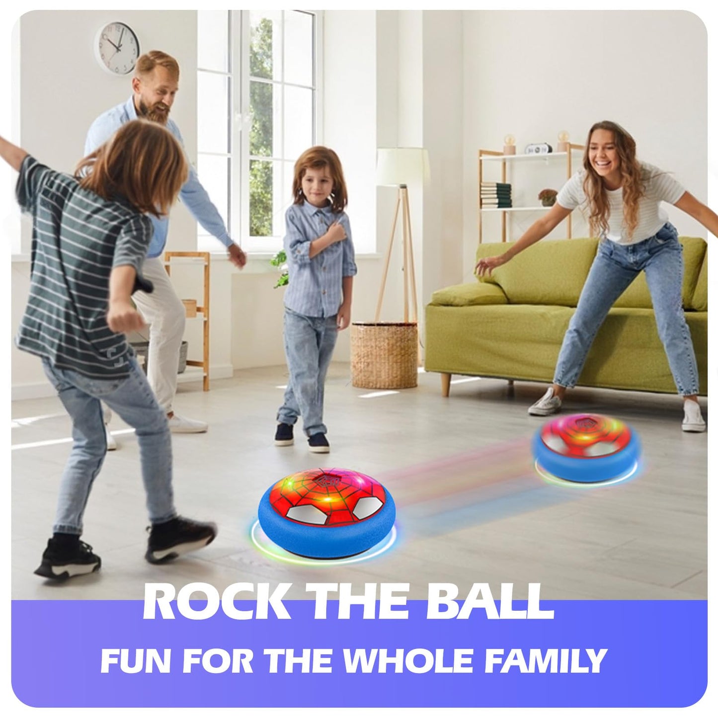 Ocditikl Hover Soccer Ball, Air Floating Soccer with LED Lights & Foam Bumper, Indoor Soccer Toys for Kids Ages 5-12, Ideal Easter Birthday for 4 5 6 7 8 9 10 11 12 Year Old Boys Girls