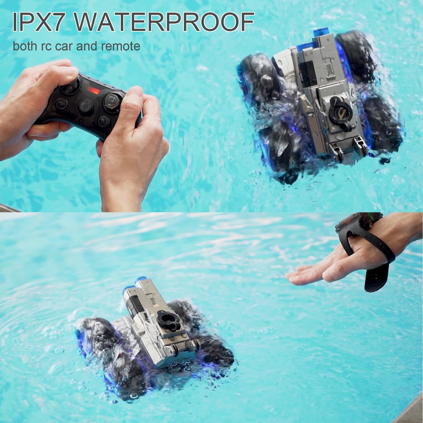 Amphibious Remote Control Car with Water Gun,Waterproof Monster Truck Rc Boat Water Tank Swimming Pool Toys,Gesture Sensing RC Stunt Cars,Birthday Gifts for Boys Girls Teens 8 9 10 11 12 13+ yrs