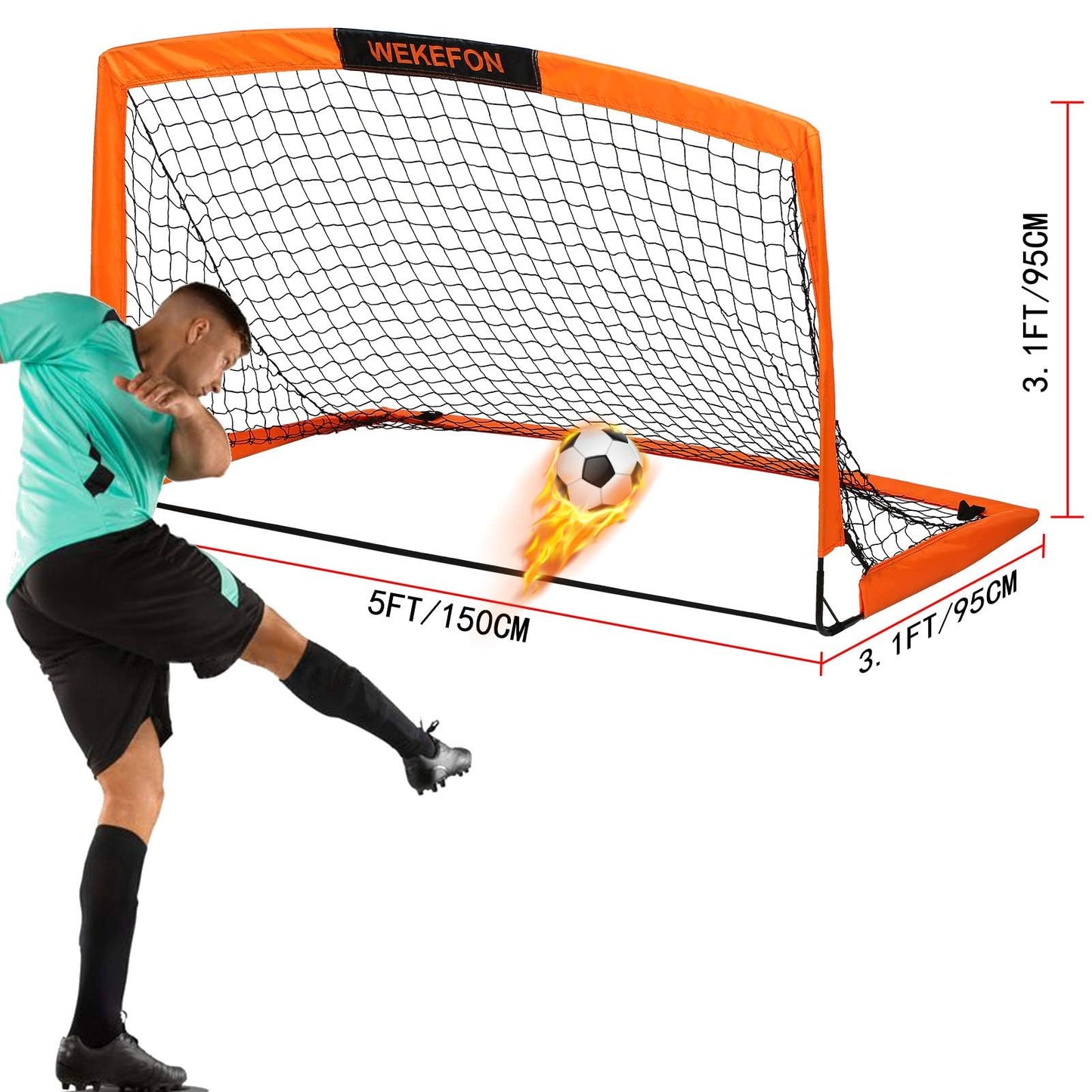 Soccer Goal with Carry Bag, 10MM Strengthen Pole & Nets Arched Design, Kids Soccer Goals for Backyard Set 5' x 3.1' Portable Pop Up Soccer Nets for Toddler, Adults, Youth Games, Sports, Play, Gifts