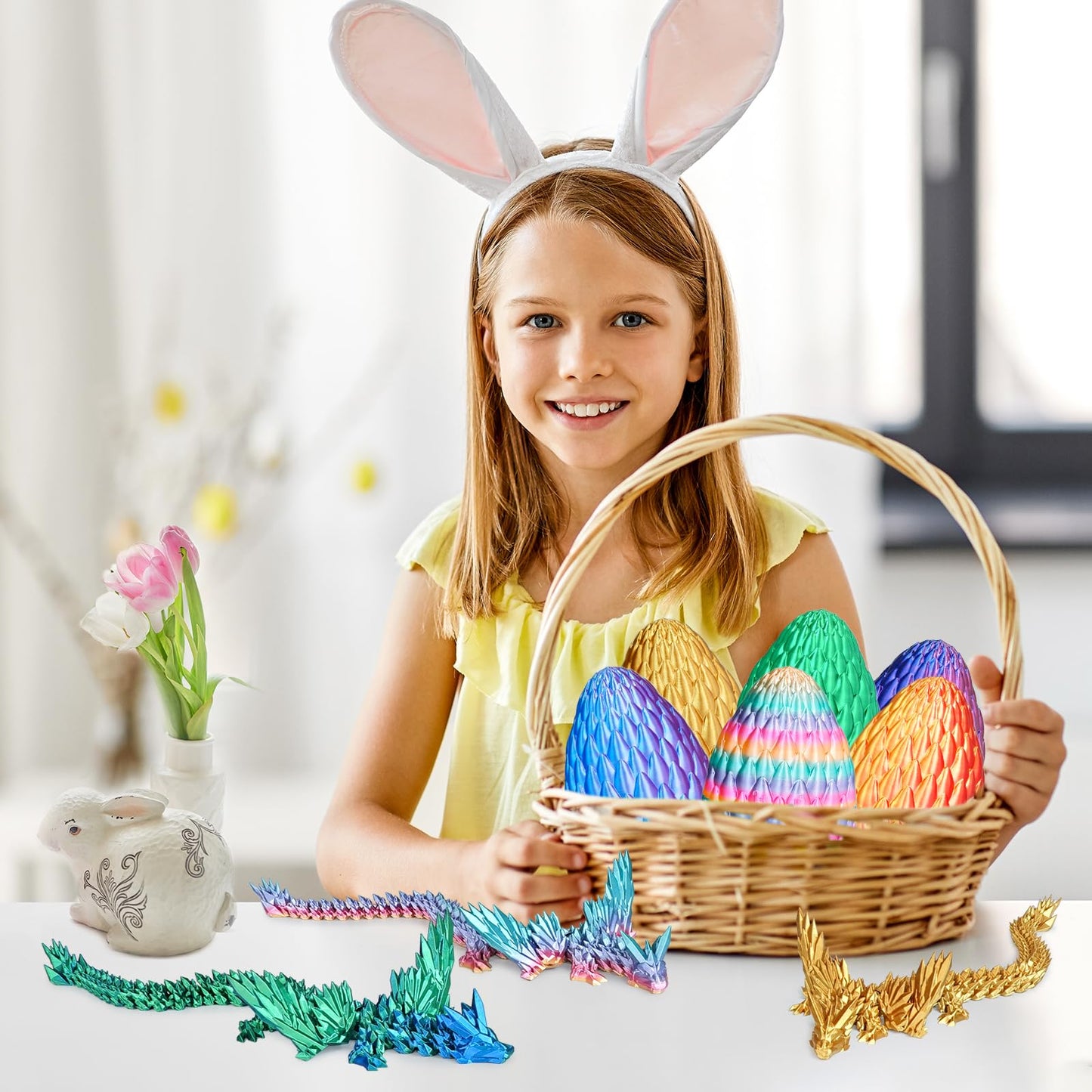 Mydhall 3D Printed Flying Dragon Egg with Articulated Dragon Inside – Toys&Gifts for Kids,Home Decor,Creative Ornaments,Birthday,Easter (Forest Green,Large)